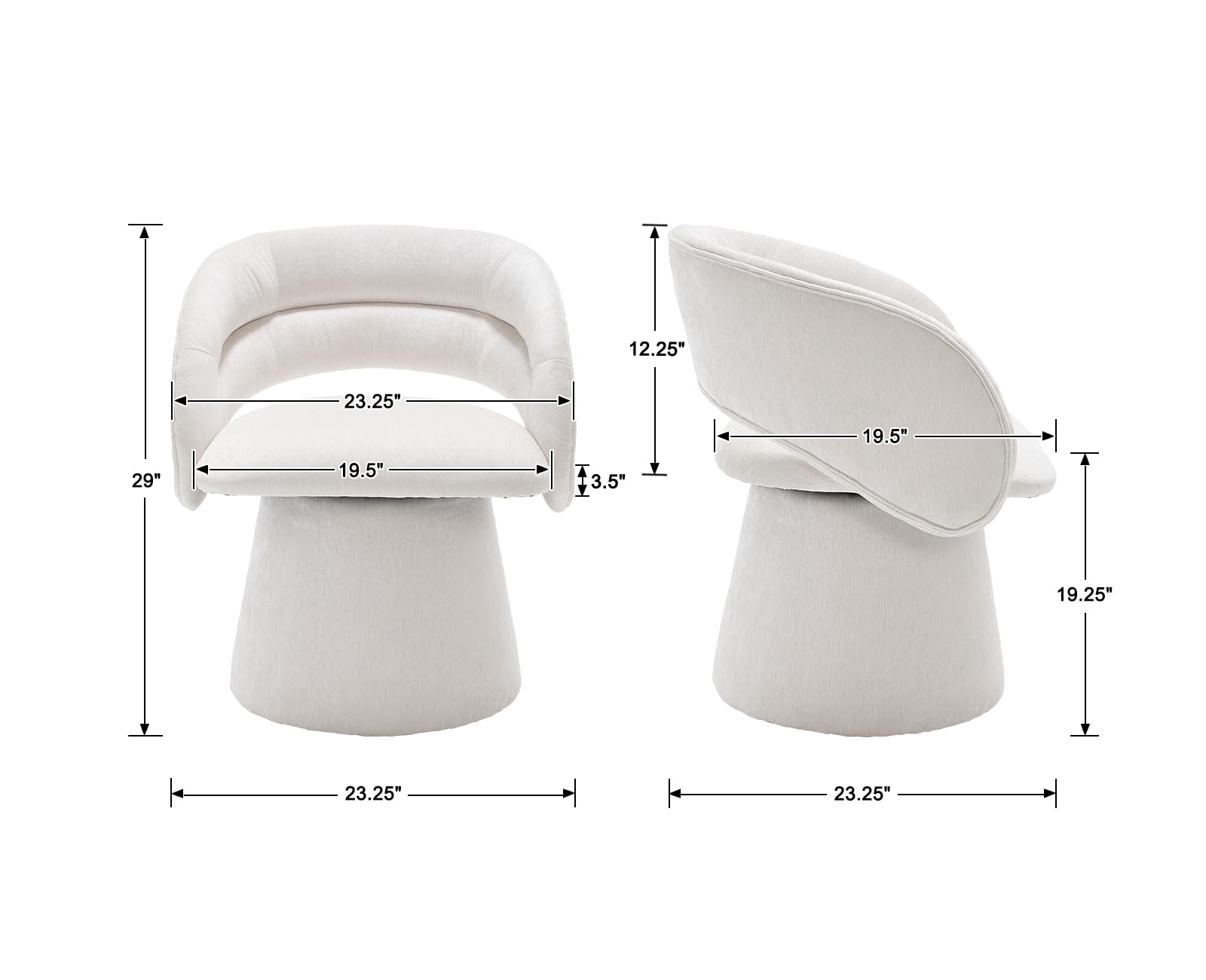 Guyou Modern Swivel Barrel Dining Chairs Set of 4 - Upholstered Accent Chairs with Hollow Barrel Back, White Chenille Fabric for Dining Room, Living Room, Bedroom & Vanity | Perfect for Home Decor, Entertaining Guests & Cozy Seating