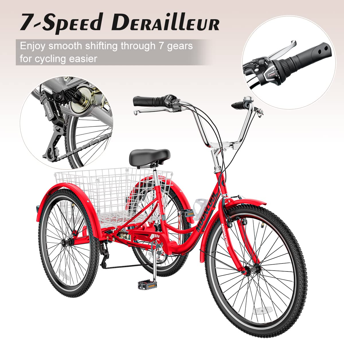 Barbella 7-Speed Adult Tricycle - 24
