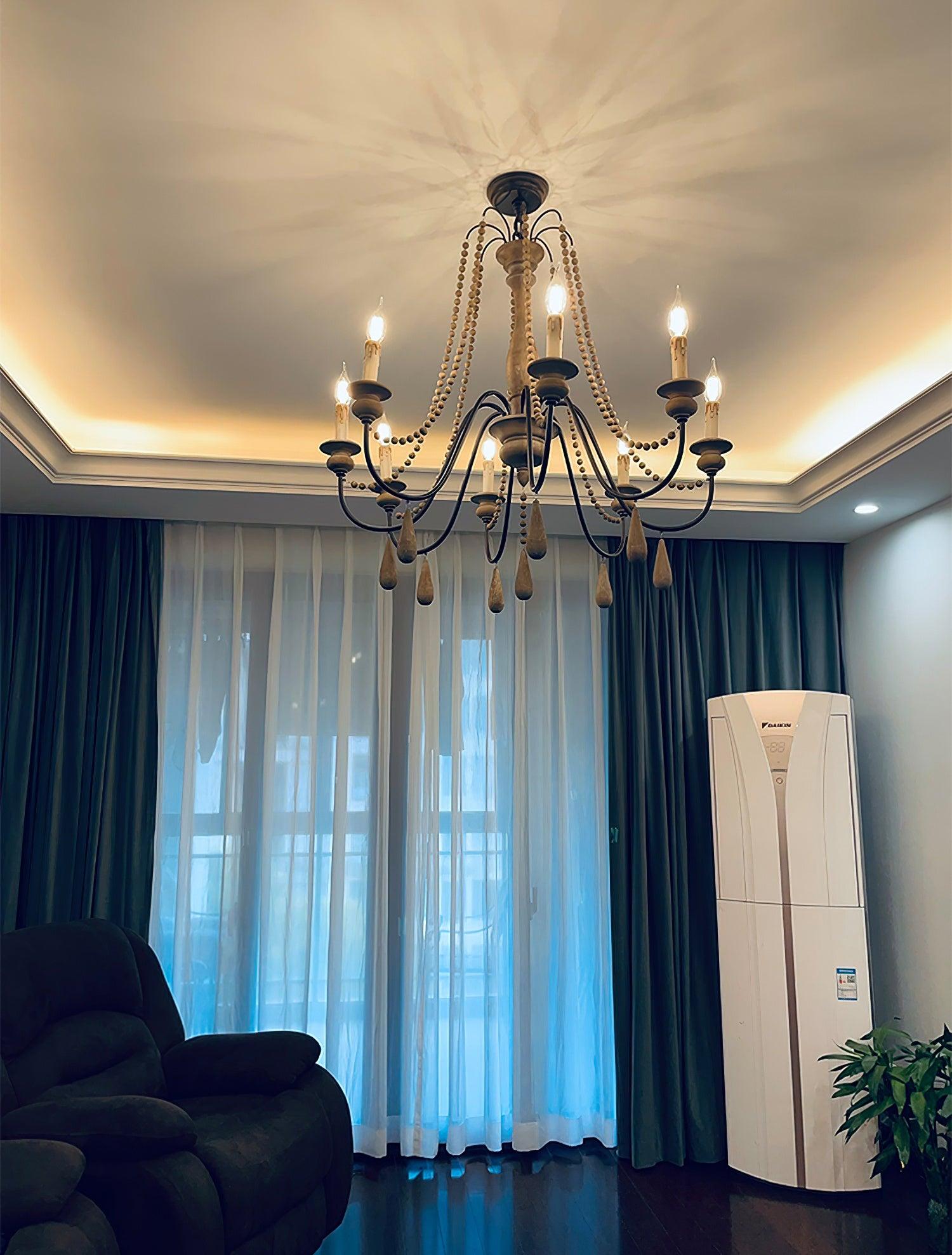 Elegant Beaded Chandelier with Candle-Style Lights - Perfect for Dining Room, Bedroom, or Living Room Decoration