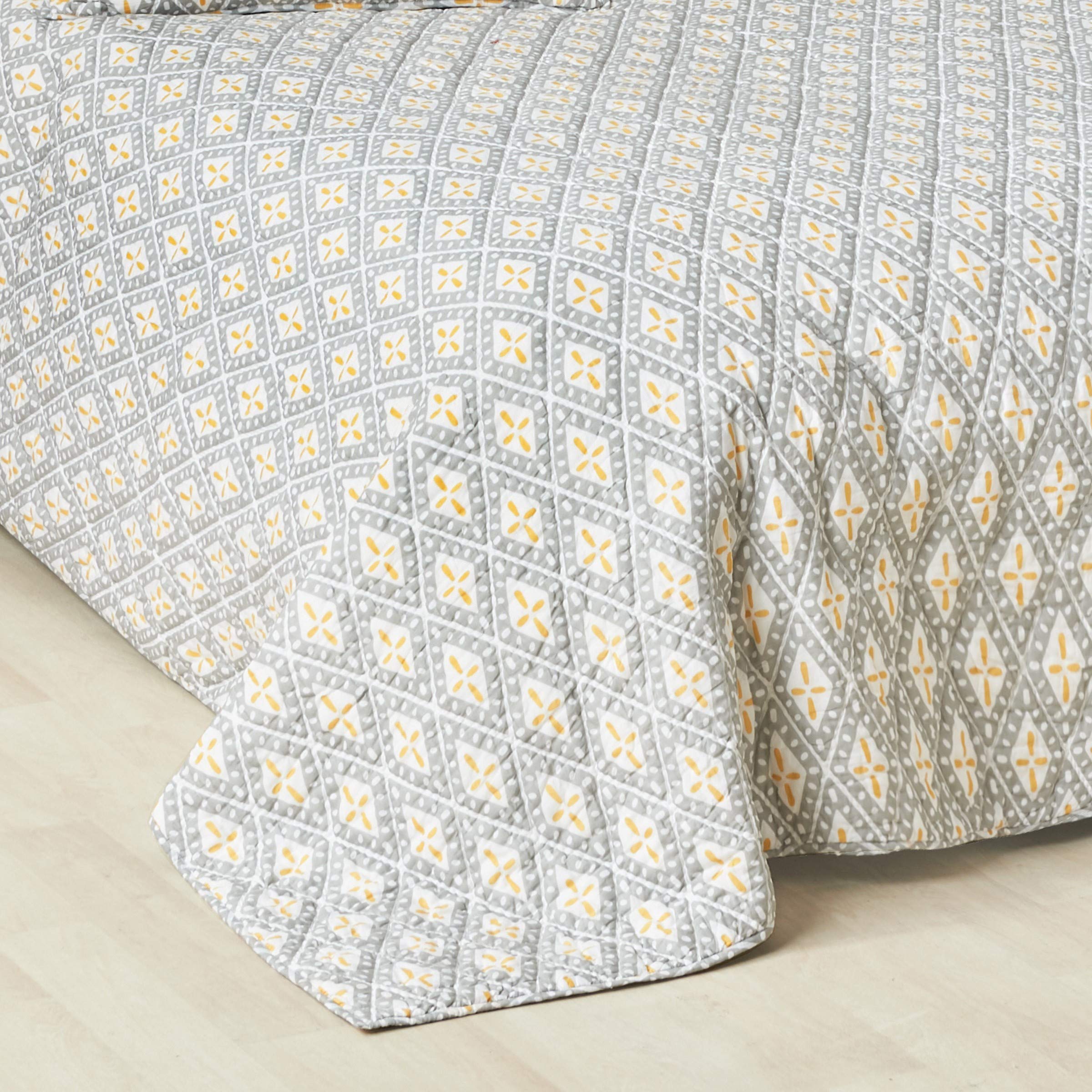 Carol & Frank Liam Ochre Twin Quilt Set - Soft & Cozy 100% Cotton Bedding for Twin Beds - Perfect for Kids Rooms, Guest Bedrooms & Dorm Decor