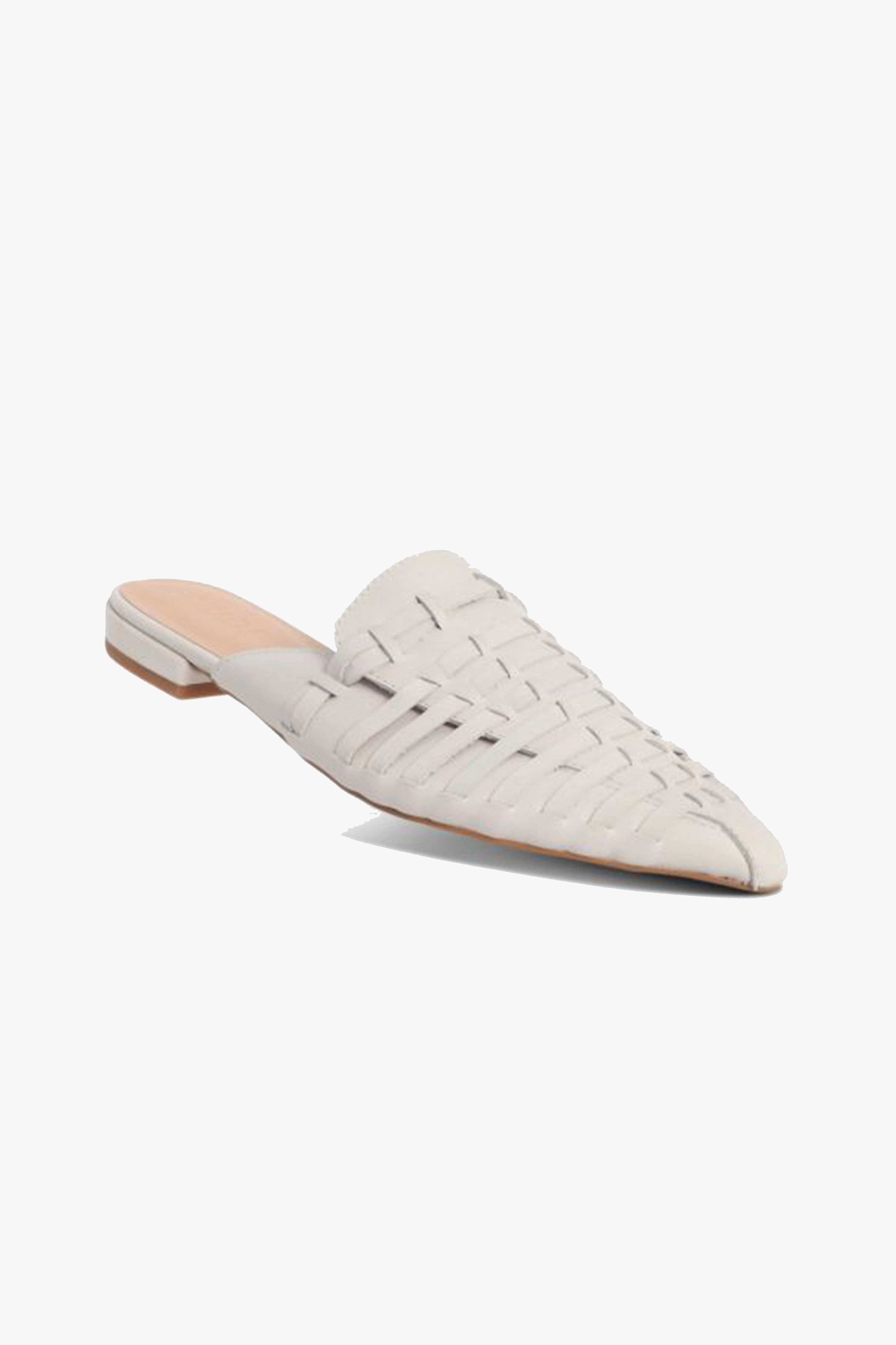 Magnolia Ivory Pointed Toe Woven Leather Mules for Women - Comfortable Slip-On Shoes for Office, Party & Summer Outfits