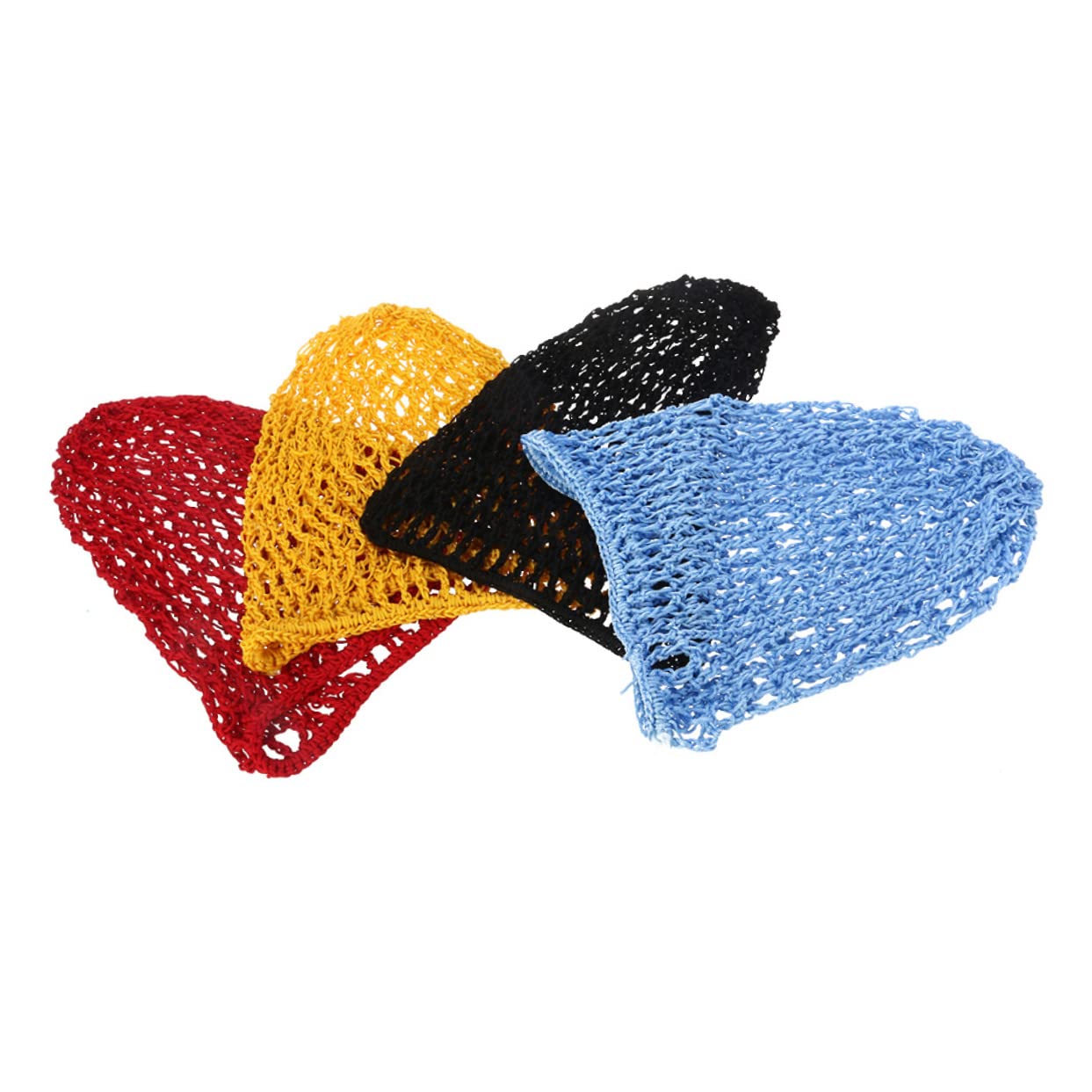 FRCOLOR 4-Pack Cotton Hair Nets for Women - Breathable Mesh Snood, Crochet Bun Cover & Woven Hair Cap for Salon, Kitchen, Nursing & Dance (Black)