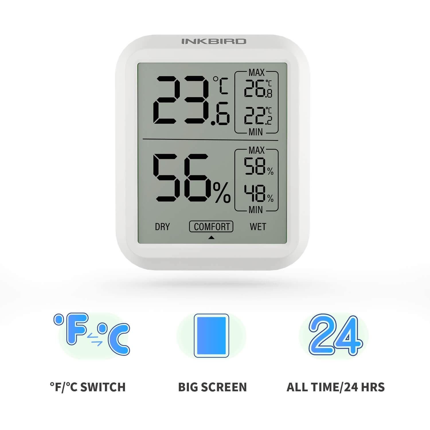 Digital Hygrometer Thermometer ITH 20 - Accurate Indoor Temperature & Humidity Monitor for Home, Office, Greenhouse - Perfect for Baby Rooms, Wine Cellars, and Plant Care