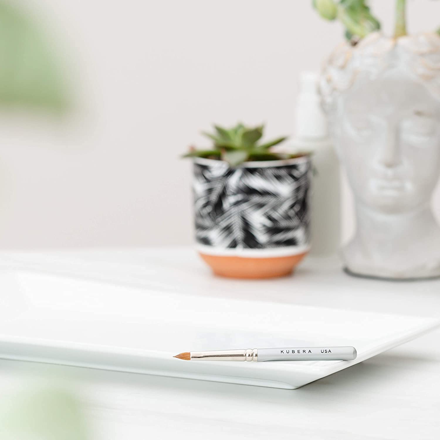 KUBERA Retractable Lip Makeup Brush - 100% Natural Hair Lipstick Applicator | Professional Lip Brush for Precise Application | Perfect for Travel, Makeup Kits & On-the-Go Touch Ups (Assembled in USA)