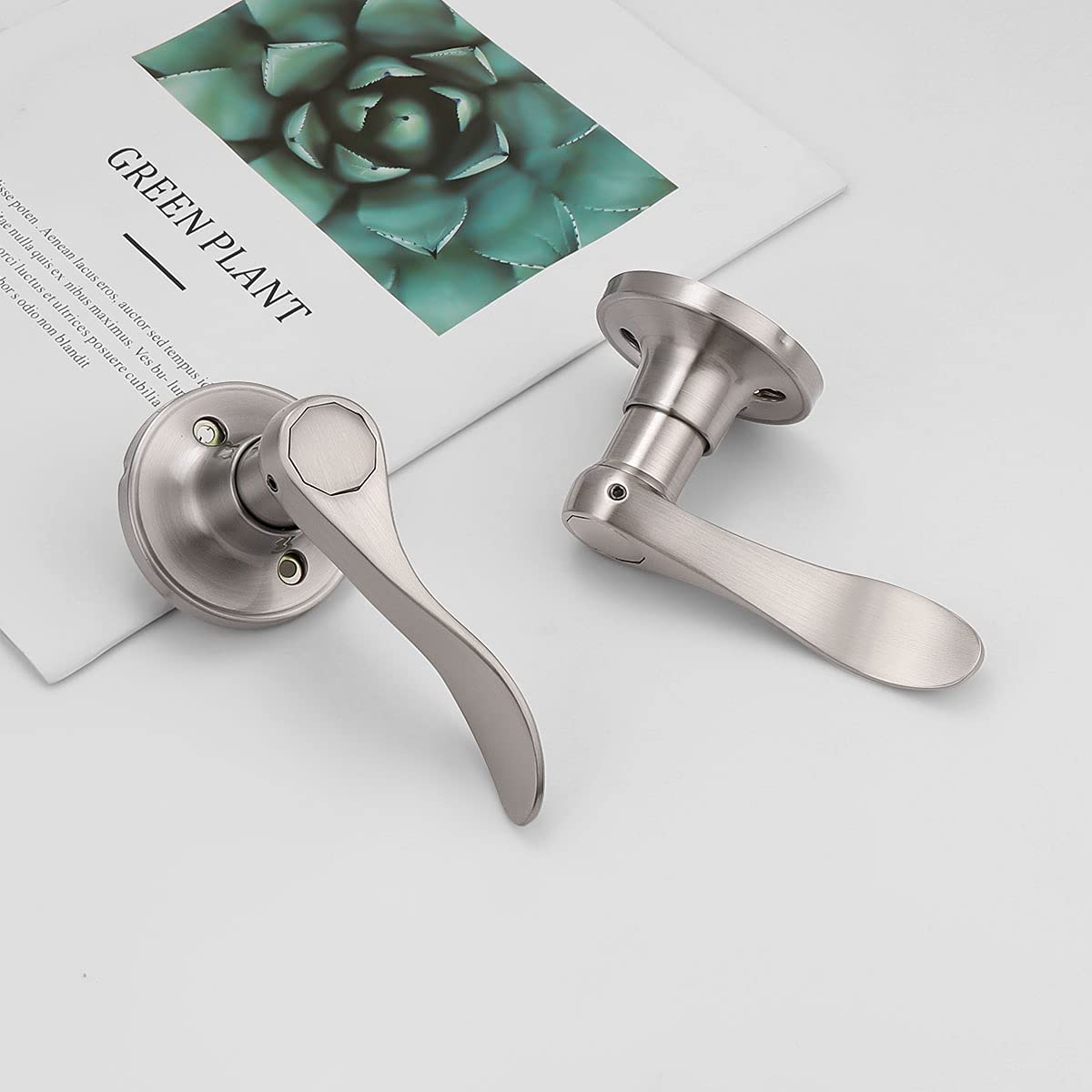 Gobrico 20 Pack Satin Nickel Wave Dummy Door Levers - Non-Turning Interior Door Handles (10 Left & 10 Right Handed) for Bedroom, Closet, Pantry & Cabinet Doors - Rust-Resistant Decorative Hardware