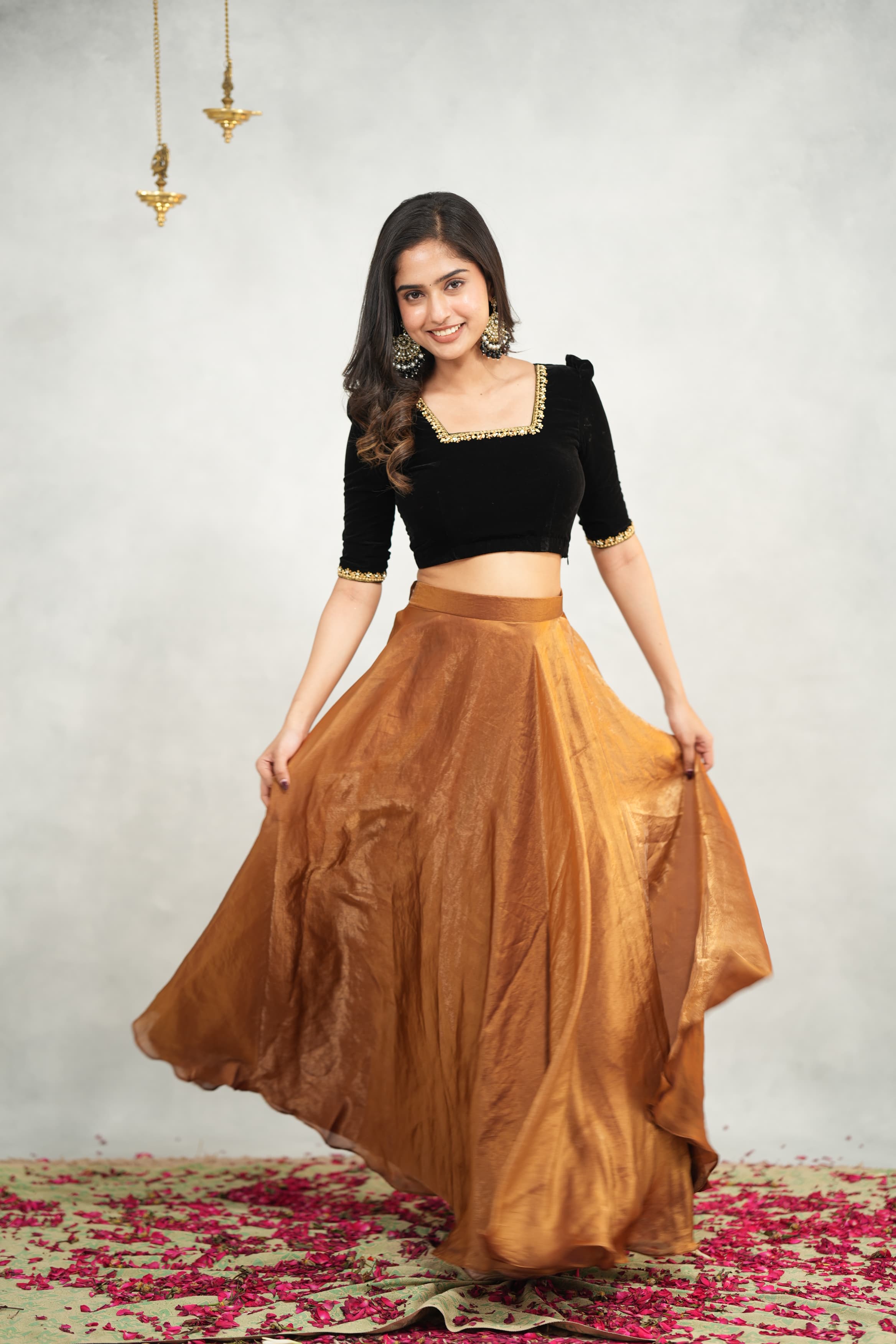 Mirnalini Premium Designer Croptop and Skirt Set - Women's Fashion Outfit for Party, Date Night & Summer Wear | DD738