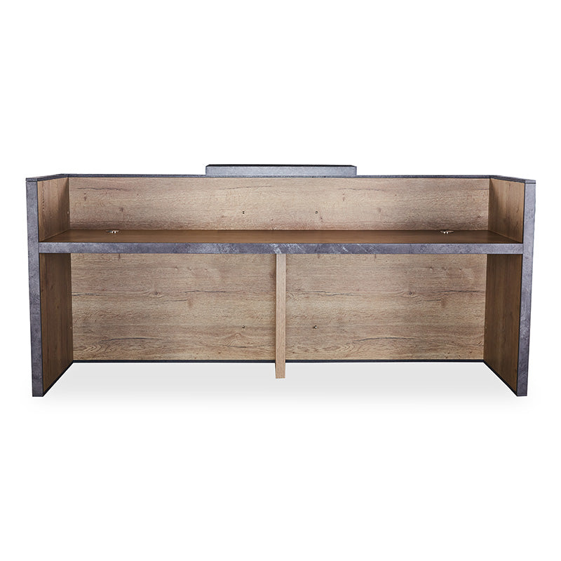 DEWITT 2.4M Reception Desk in Tobacco & Dark Concrete Finish - Modern Office Furniture for Corporate Lobby, Hotel Front Desk & Business Reception Areas