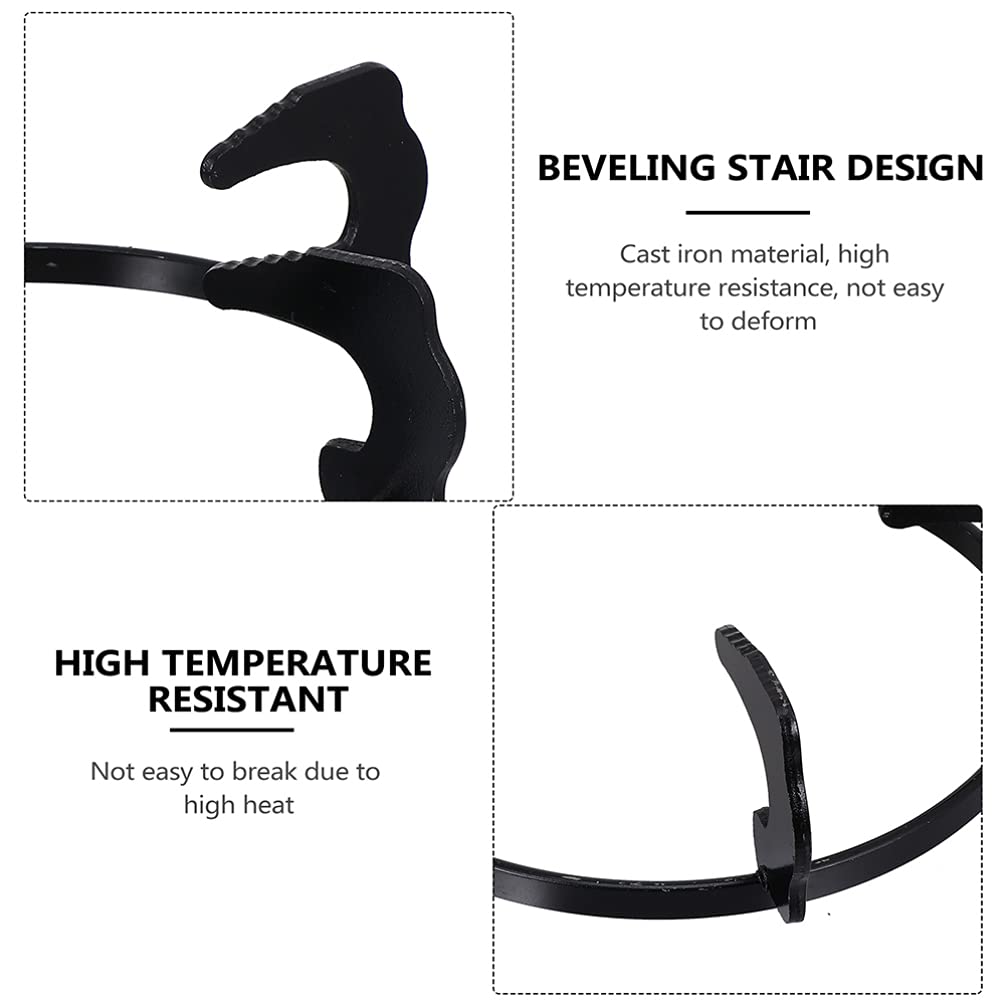 SOLUSTRE 2-Pack Heavy Duty Cast Iron Gas Stove Bracket - Universal Wok Stand & Saute Pan Rack for Natural Gas Burners - Durable Cooker Hob Accessories for Stir-Frying, Deep Frying & Asian Cooking