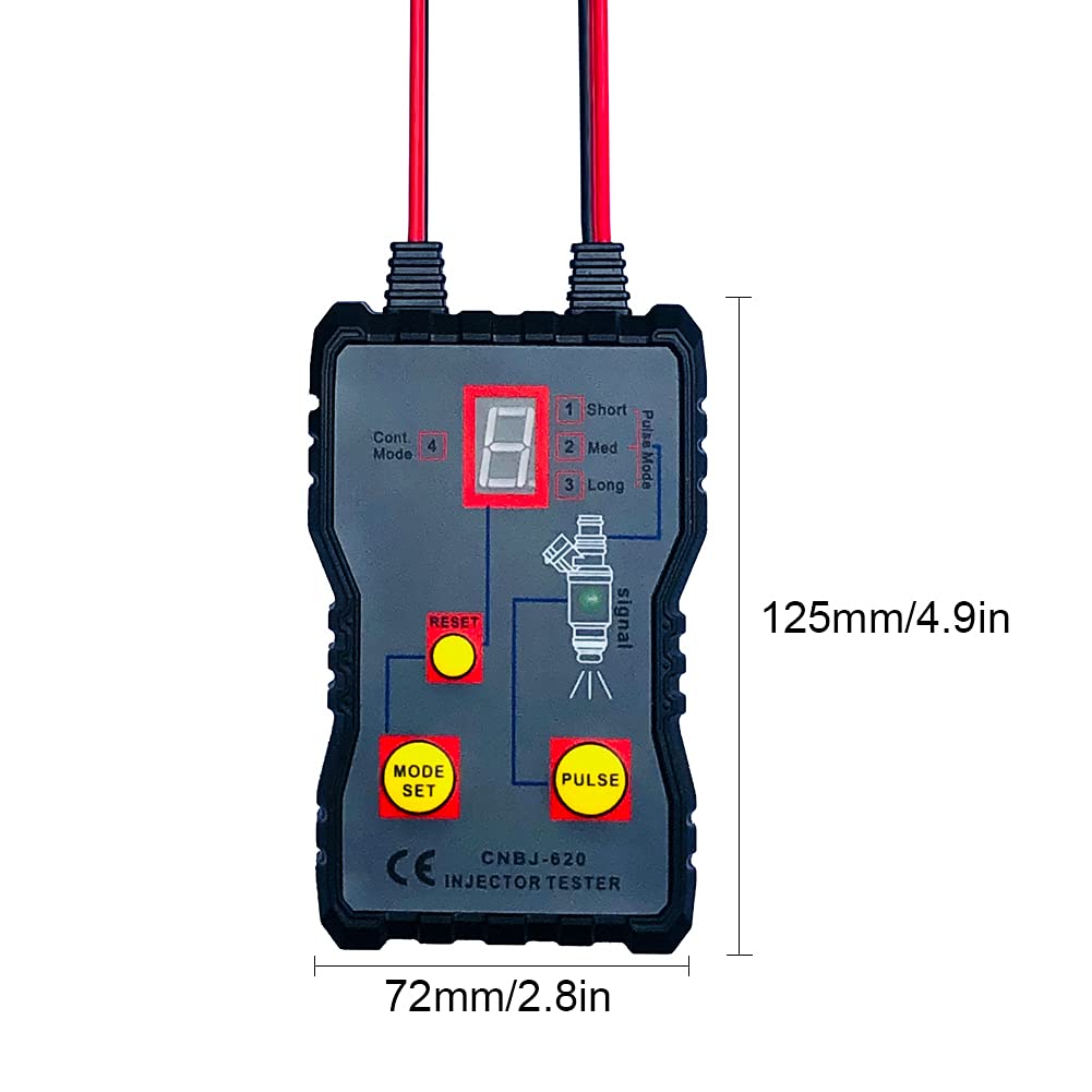 EXCLUZO 12V Auto Fuel Injector Tester - 4 Pulse Modes Diagnostic Tool for Car Fuel Pressure System - Professional Scan Testing & Cleaning Kit for Vehicle Maintenance & Repair