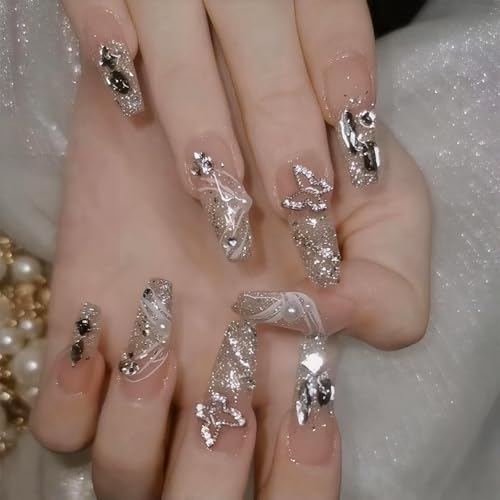 silver glitter&butterfly diamond