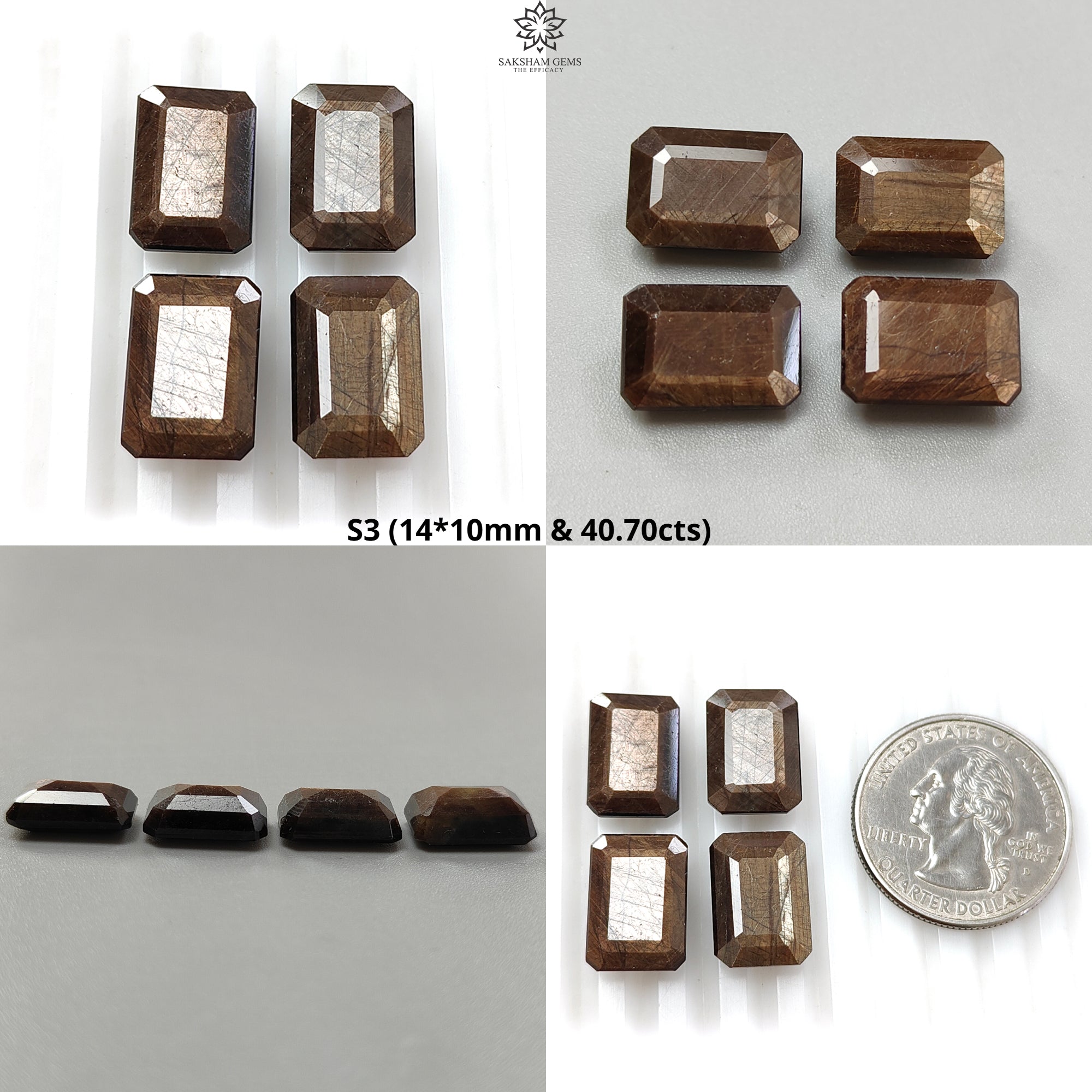 Natural Untreated Sapphire Gemstone Set - Oval & Rectangle Faceted Cut in Golden Brown & Silver Gray (2pc, 3pc, 4pc Options) | Perfect for Jewelry Making, Engagement Rings & Luxury Gifts