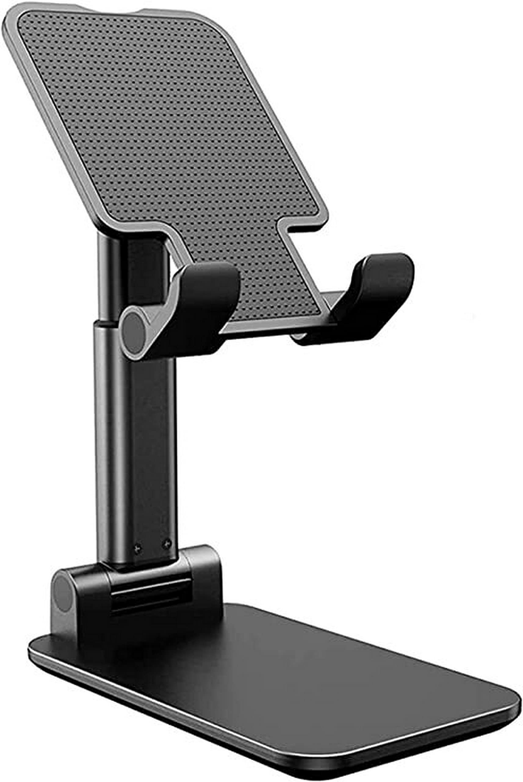 Adjustable & Foldable Black Phone Stand - Compact, Flexible Stick-On Desk Holder for Cell Phones | Perfect for Video Calls, Watching Movies & Hands-Free Use