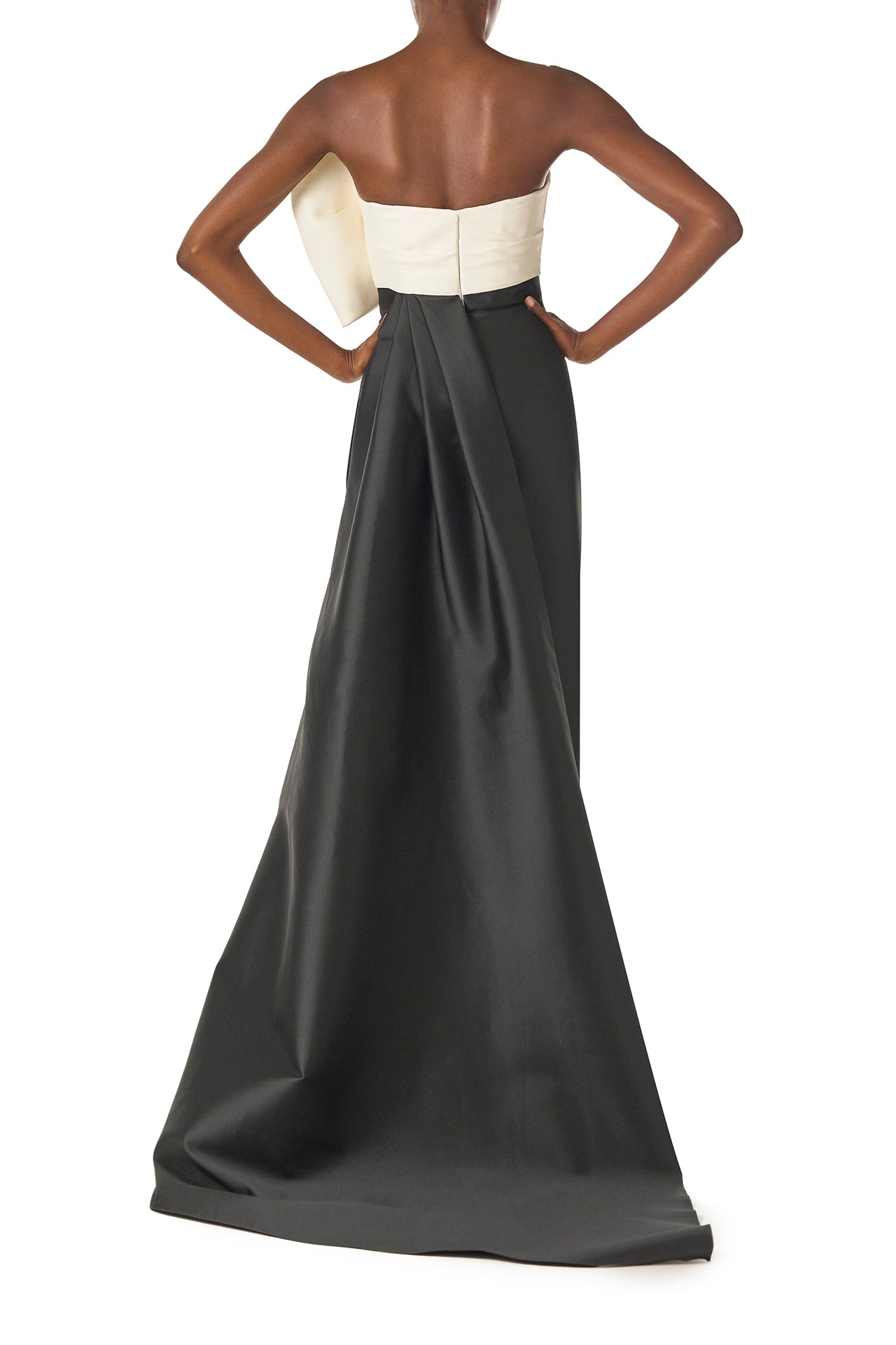 Elegant Asymmetric Draped Bow Column Gown - Formal Evening Dress for Prom, Wedding & Black Tie Events