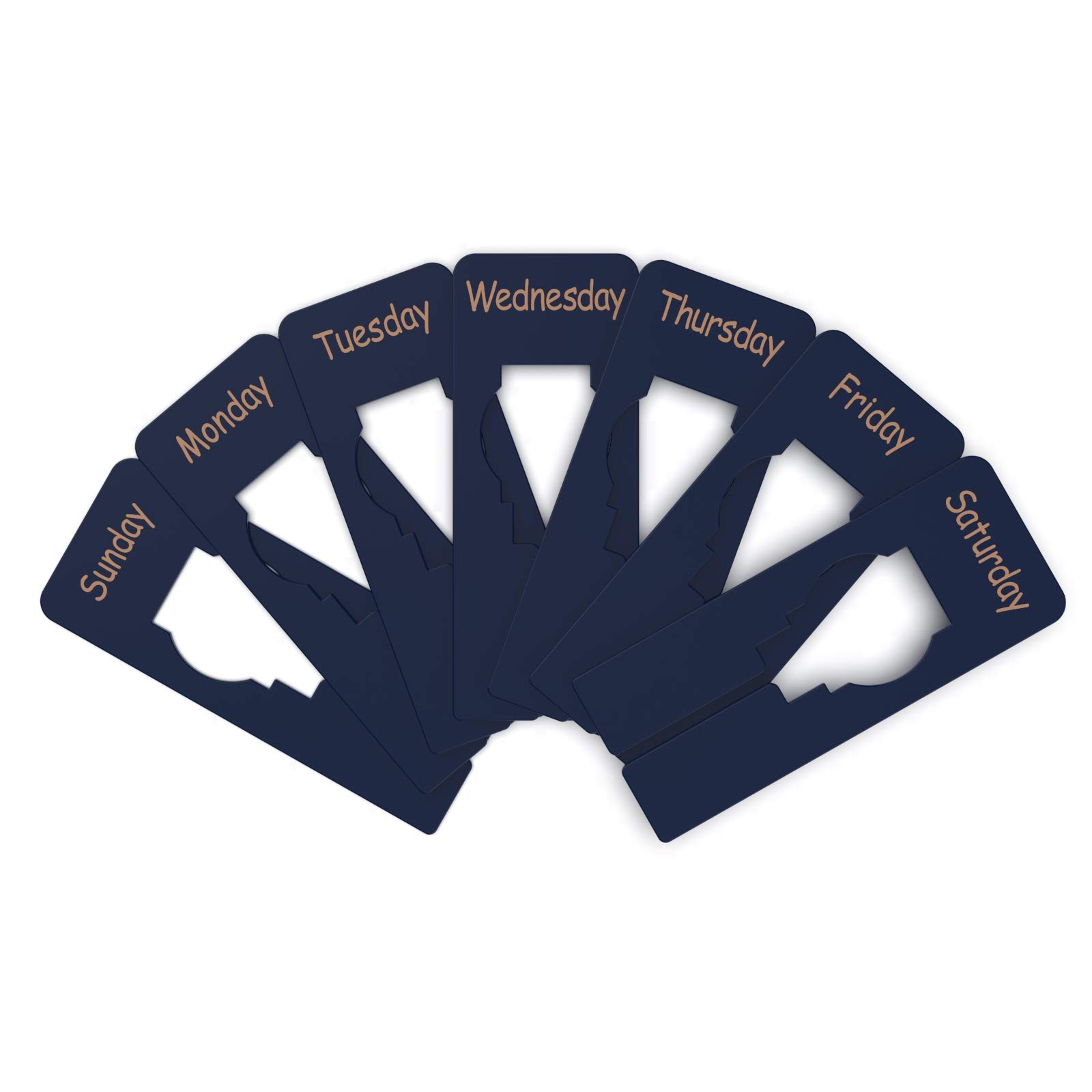 Rectangle Size Dividers - Days of The Week (Navy with Rose Gold Print) - Perfect for Planner Organization, School Supplies, and Office Stationery