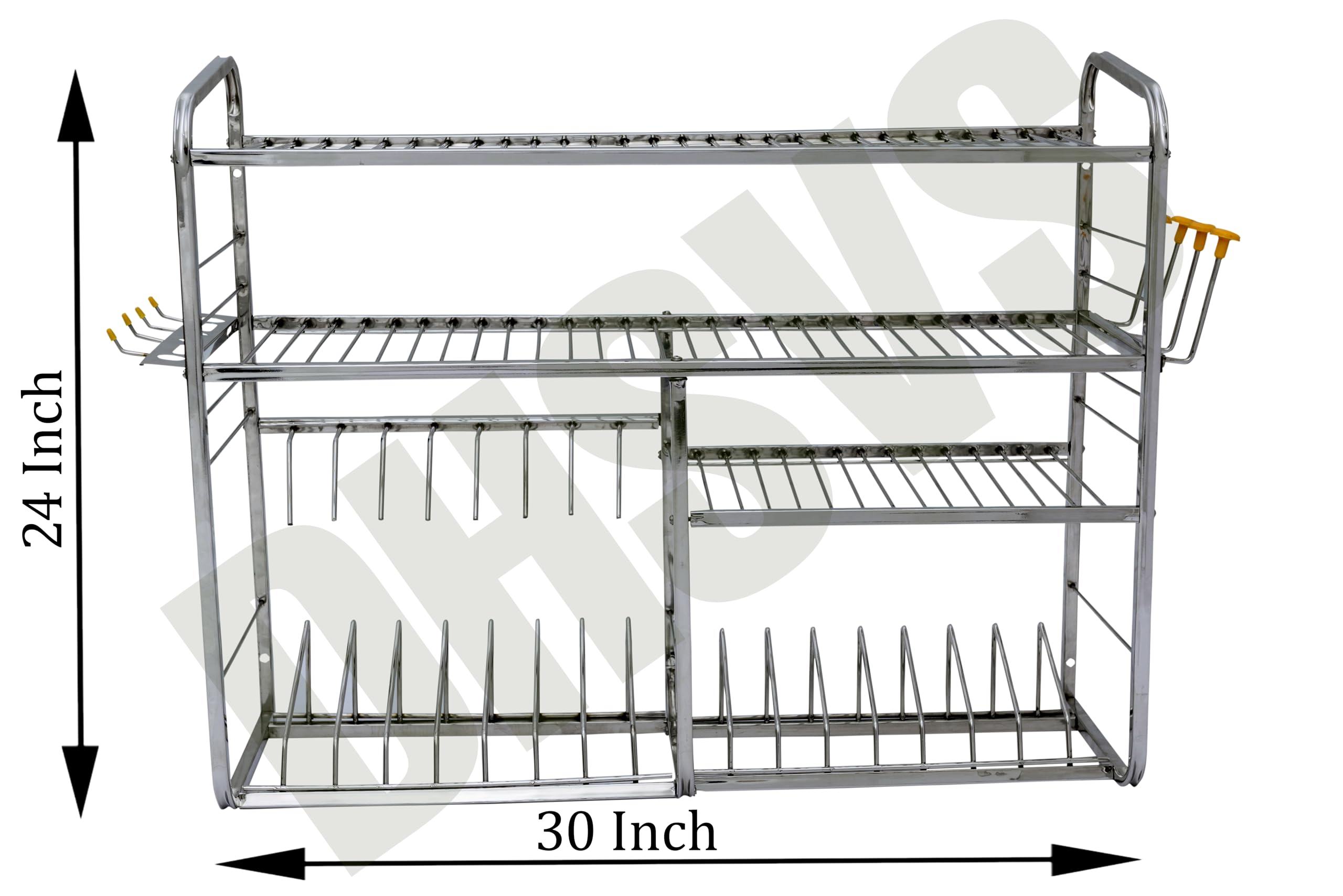 DHSVS 24 x 30 Inch Stainless Steel Wall Mount Dish Rack - Heavy Duty Kitchen Organizer for Plates, Cutlery & Utensils | Space Saving Storage Solution for Small Kitchens, Restaurants & RVs