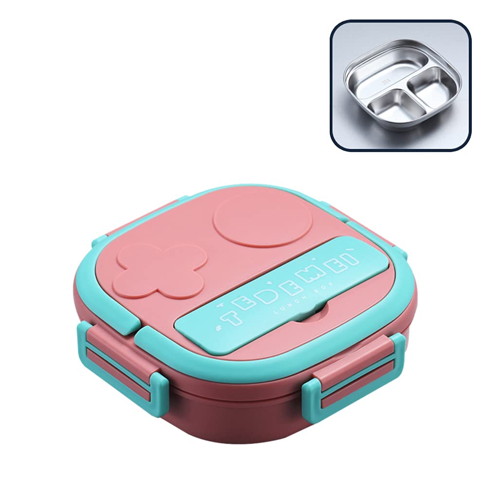 Yeahii Kids 304 Stainless Steel Lunch Box with Cartoon Robot Design - 3 Compartment Bento Box for School, Office & Picnic - Food Storage Container for Meals, Salad & Snacks - Eco-Friendly & Leak-Proof Lunch Organizer