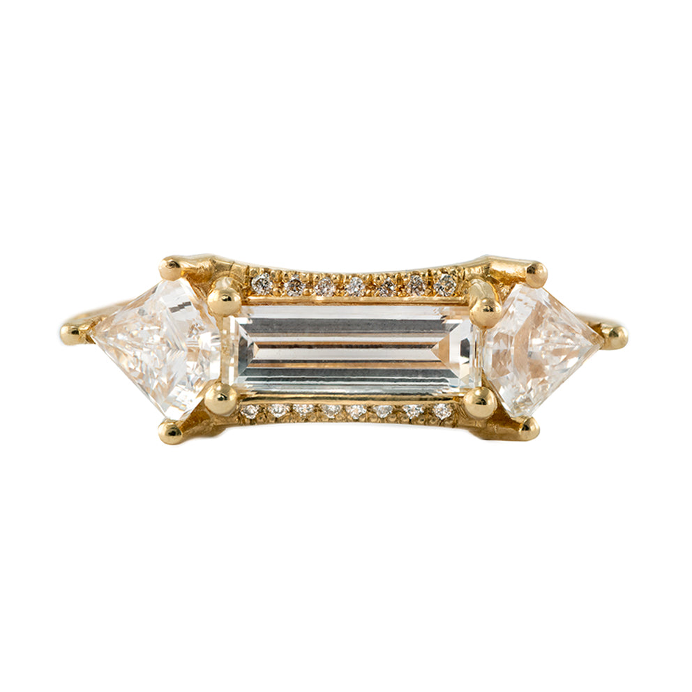 Exquisite Baguette Cut Engagement Ring with Kite Diamonds - Elegant Wedding Proposal Gift for Her