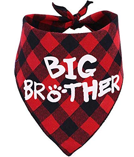 Big Brother Dog Bandana - Buffalo Plaid Pet Scarf for Pregnancy Announcement - Perfect for Christmas, New Year & Family Photo Shoots
