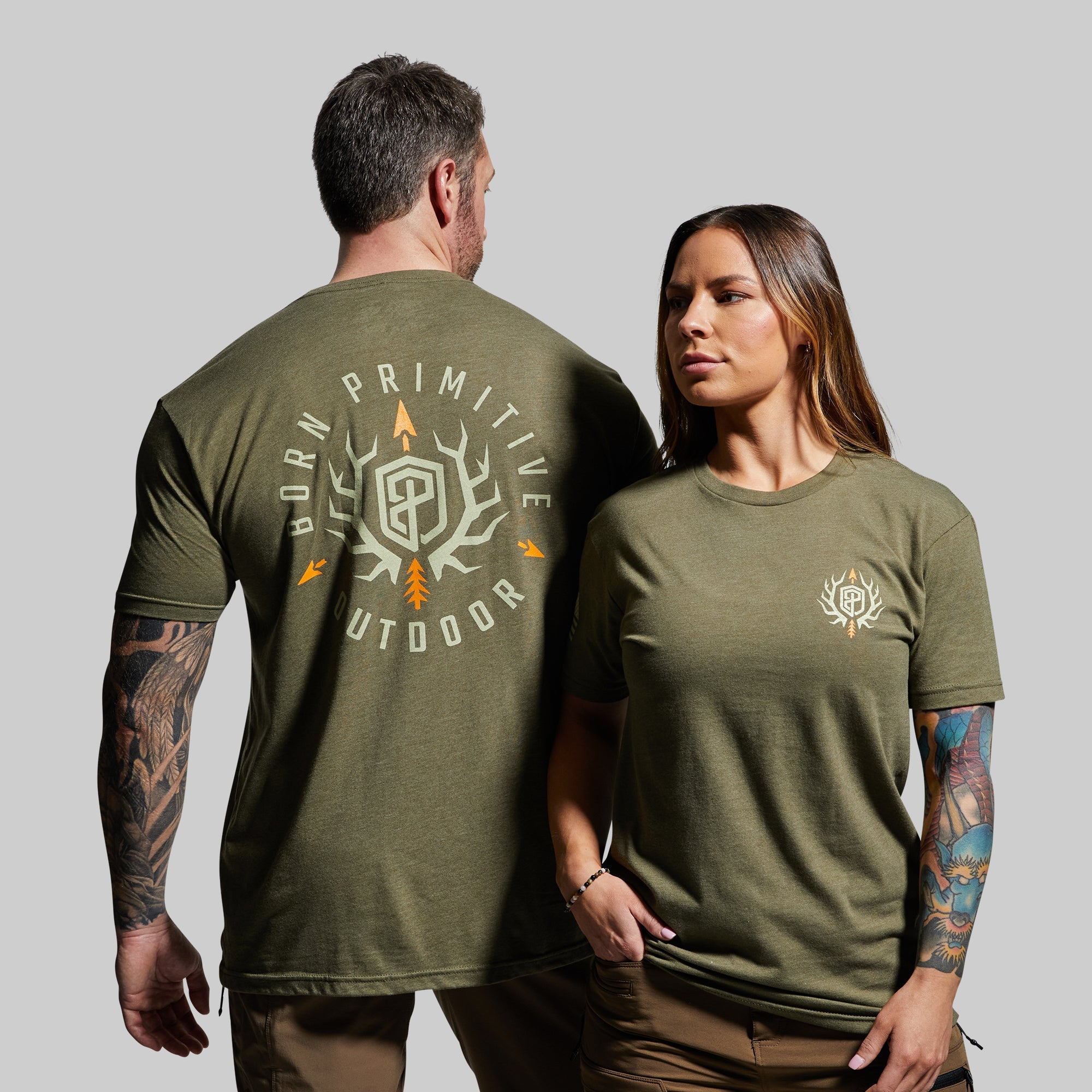 Tactical Green Outdoor Emblem T-Shirt - Durable Performance Tee for Hiking, Camping & Military Training | Men's Activewear