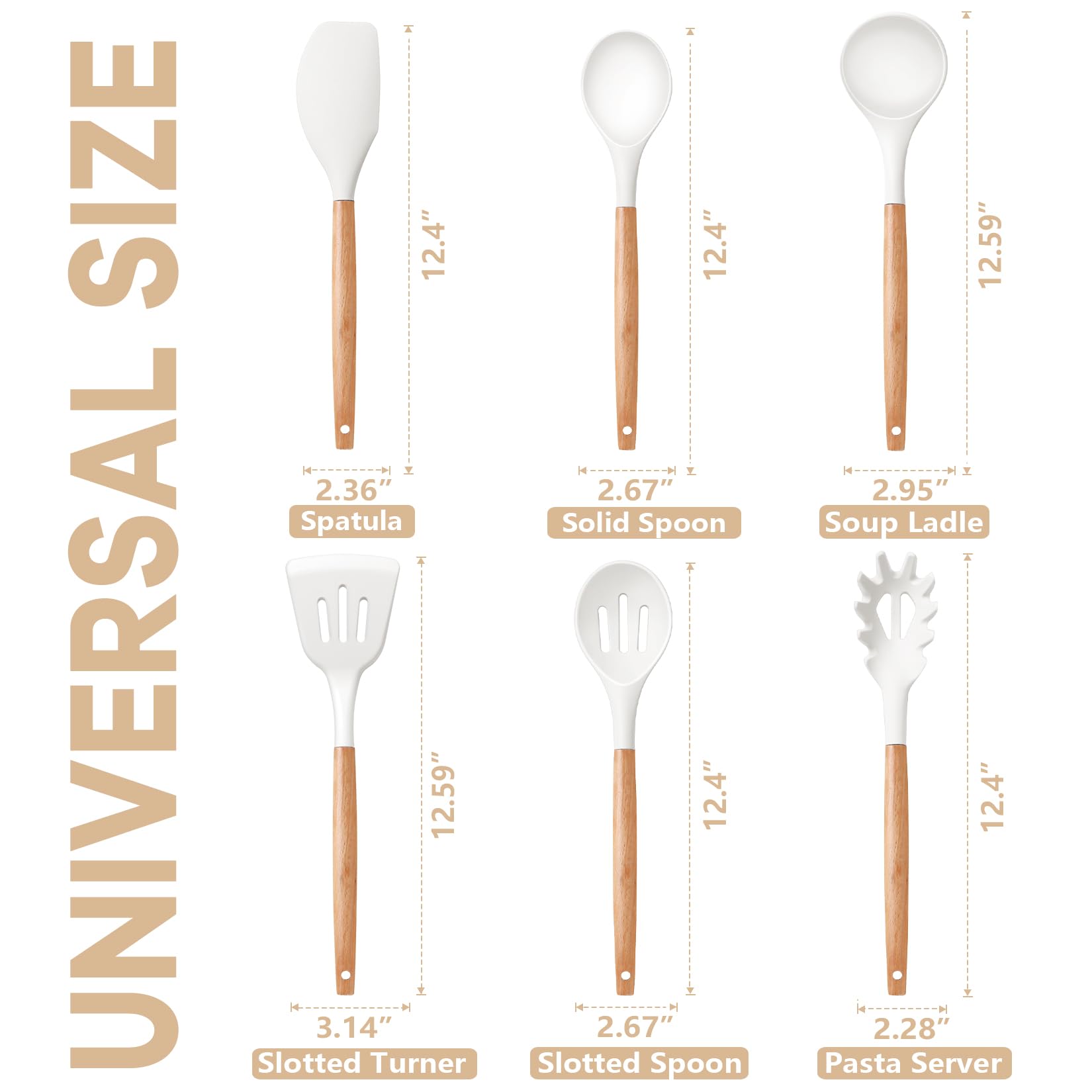 P&P CHEF 6-Piece Silicone Cooking Utensil Set with Wooden Handle - Heat Resistant Spatula, Spoon & Turner for Nonstick Cookware - Dishwasher Safe & Non-Toxic Kitchen Tools - Perfect for Baking, Frying & Everyday Cooking