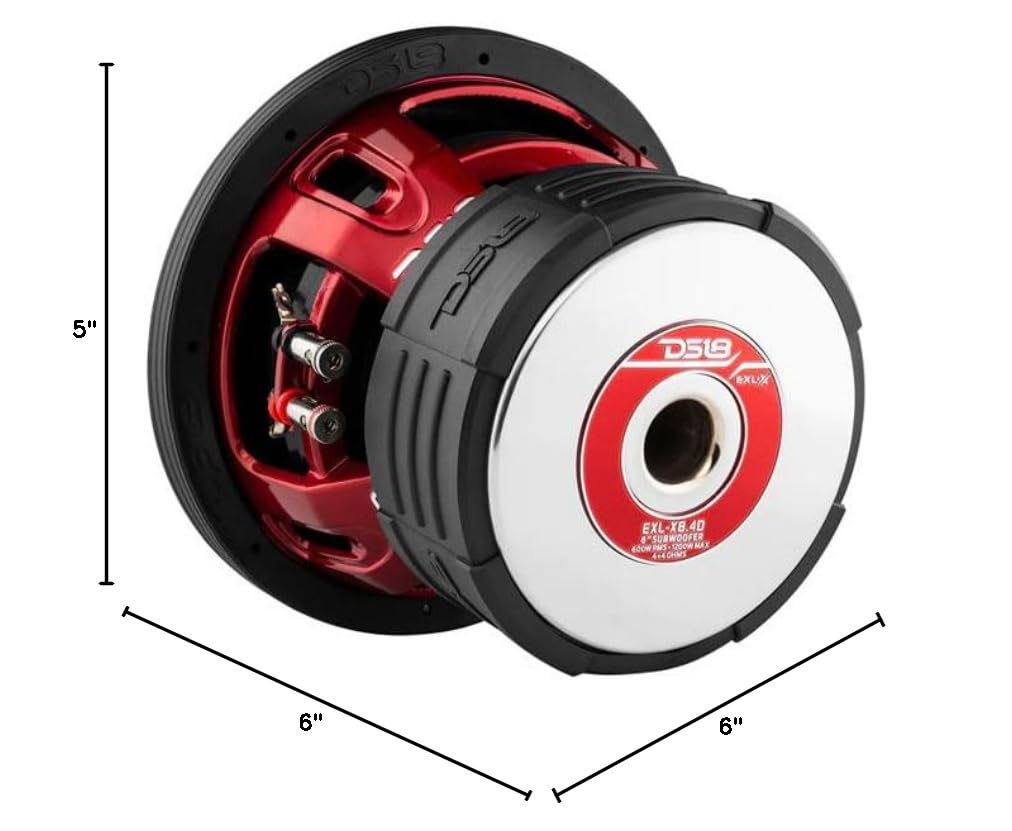 DS18 EXL-X8.4D 8-Inch 1200W Car Subwoofer - 600W RMS Power, Dual 2-Ohm Voice Coil - High Performance Bass Speaker for Car & Truck Audio Systems - Perfect for Competition, Pro Audio & Custom Sound Setups - Enhances Music, Movies & Road Trips