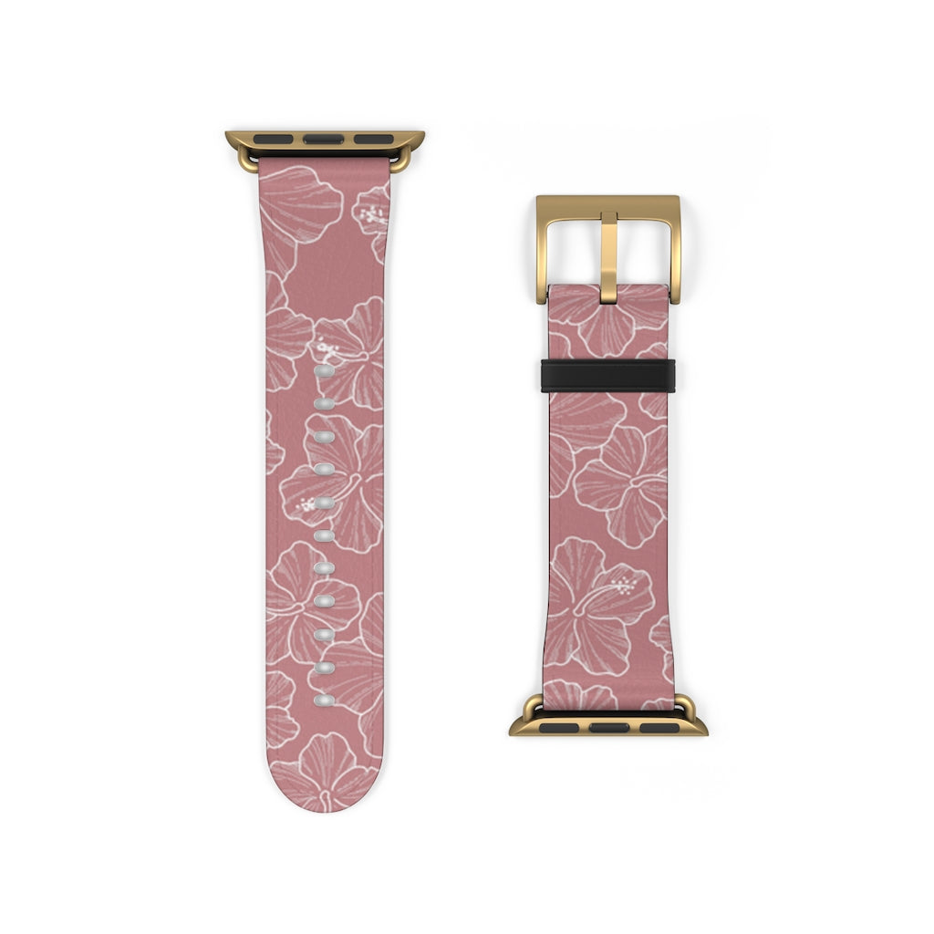 Premium Hibiscus Mauve Apple Watch Band - Soft Silicone Strap for Women & Men - Compatible with All Apple Watch Models - Perfect for Workouts, Running & Everyday Wear
