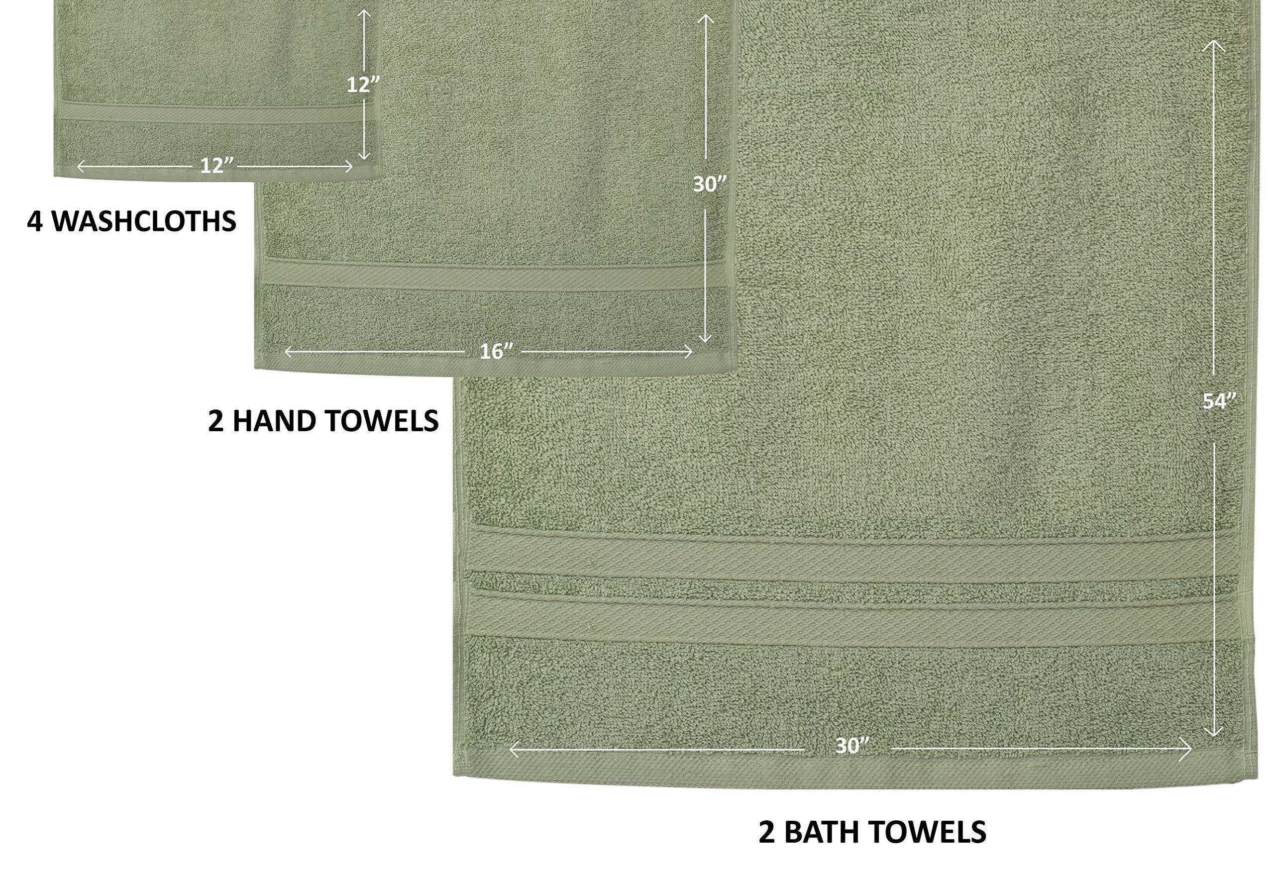 8 Pack Absorbent Plush Cotton Towel Set - Soft Bath & Hand Towels with Washcloths for Spa, Gym & Luxury Bathroom | Quick-Drying & Skin-Friendly