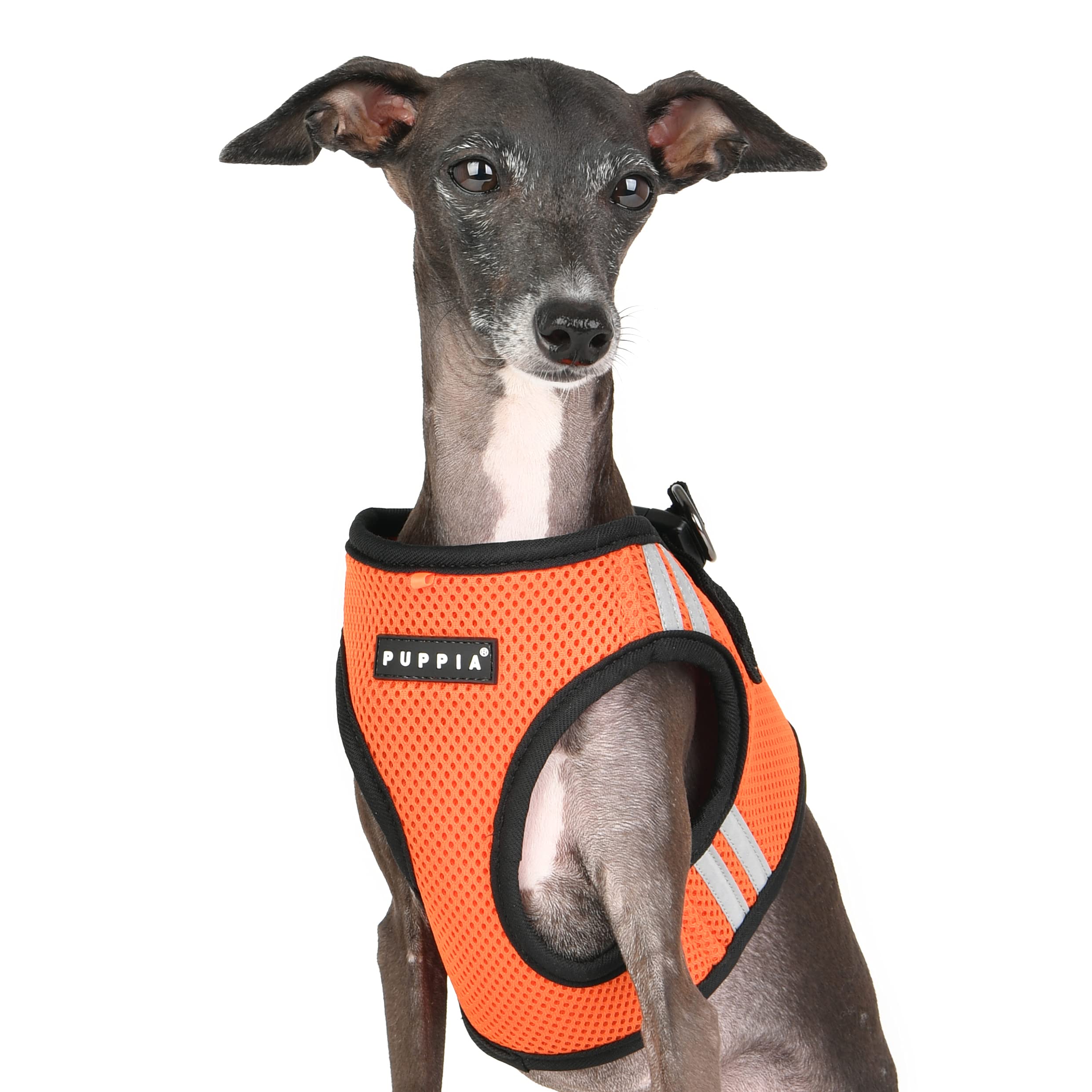 Puppia Soft Vest Dog Harness - No Choke Step-in Design, Reflective & Breathable Mesh for Small & Medium Dogs - Orange, Small - Perfect for Walking, Running & Outdoor Adventures