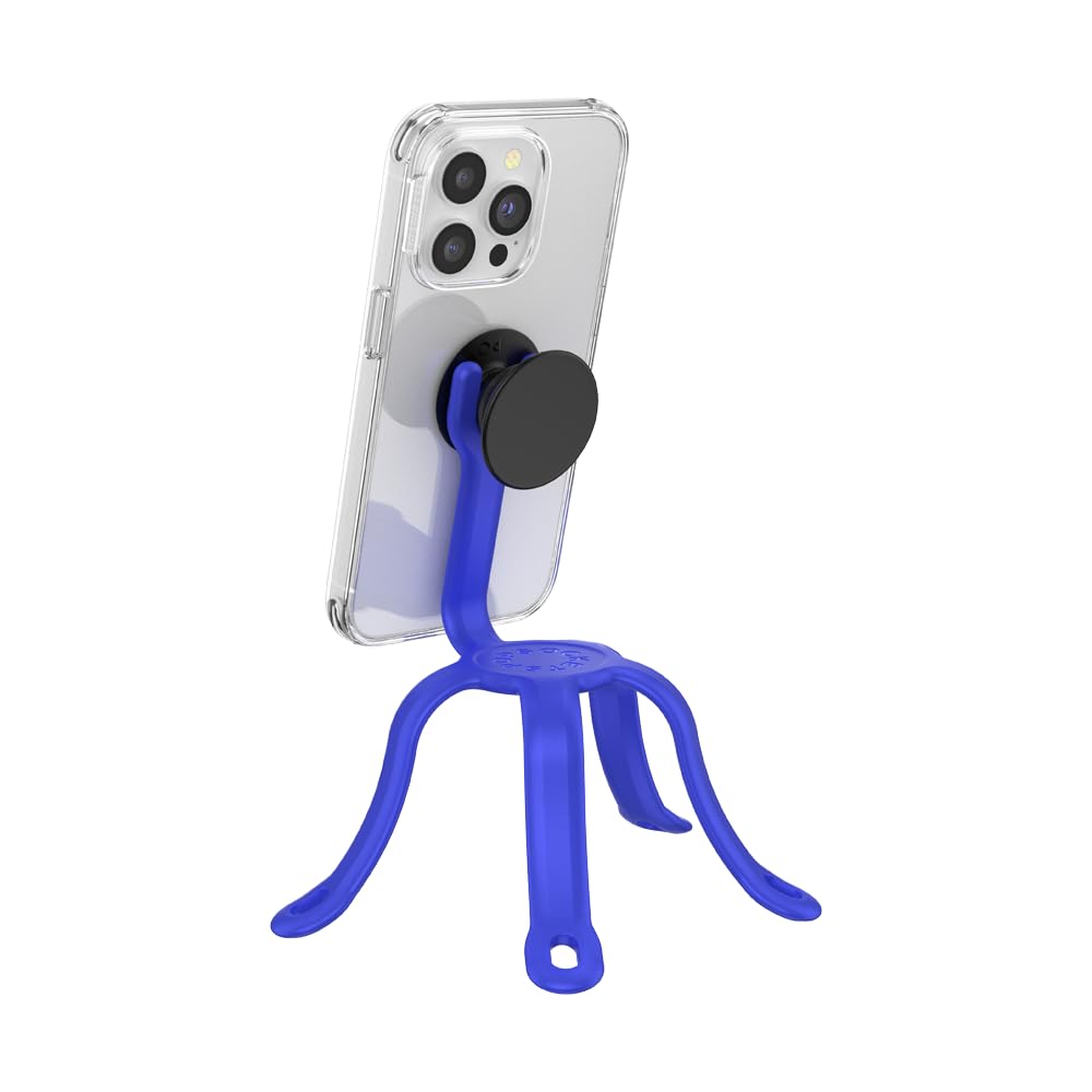 PopSockets Flexible Phone Mount & Stand - Universal Phone Tripod Holder for iPhone, Samsung, Tablets - Perfect for Video Calls, Vlogging & Hands-Free Viewing (Cobalt)