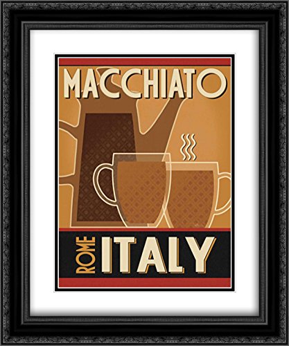 Pela Studio 15x17 Inch Black Ornate Framed Double Matted Museum Art Print - Deco Coffee II Wall Art for Living Room, Bedroom & Office Decor