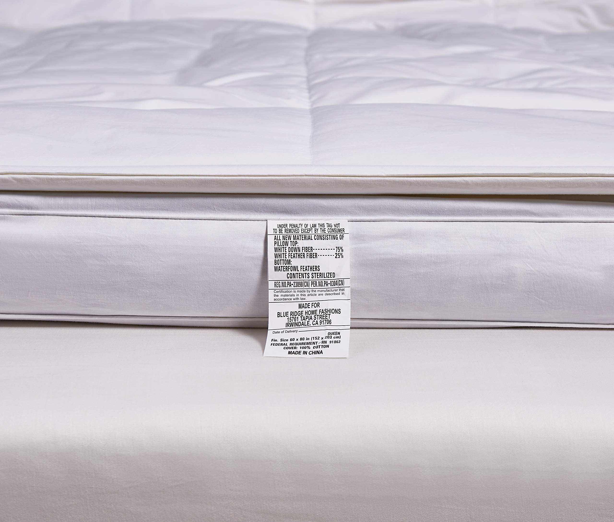 Premium Kathy Ireland Pillowtop Mattress Topper - Cal King Size (72
