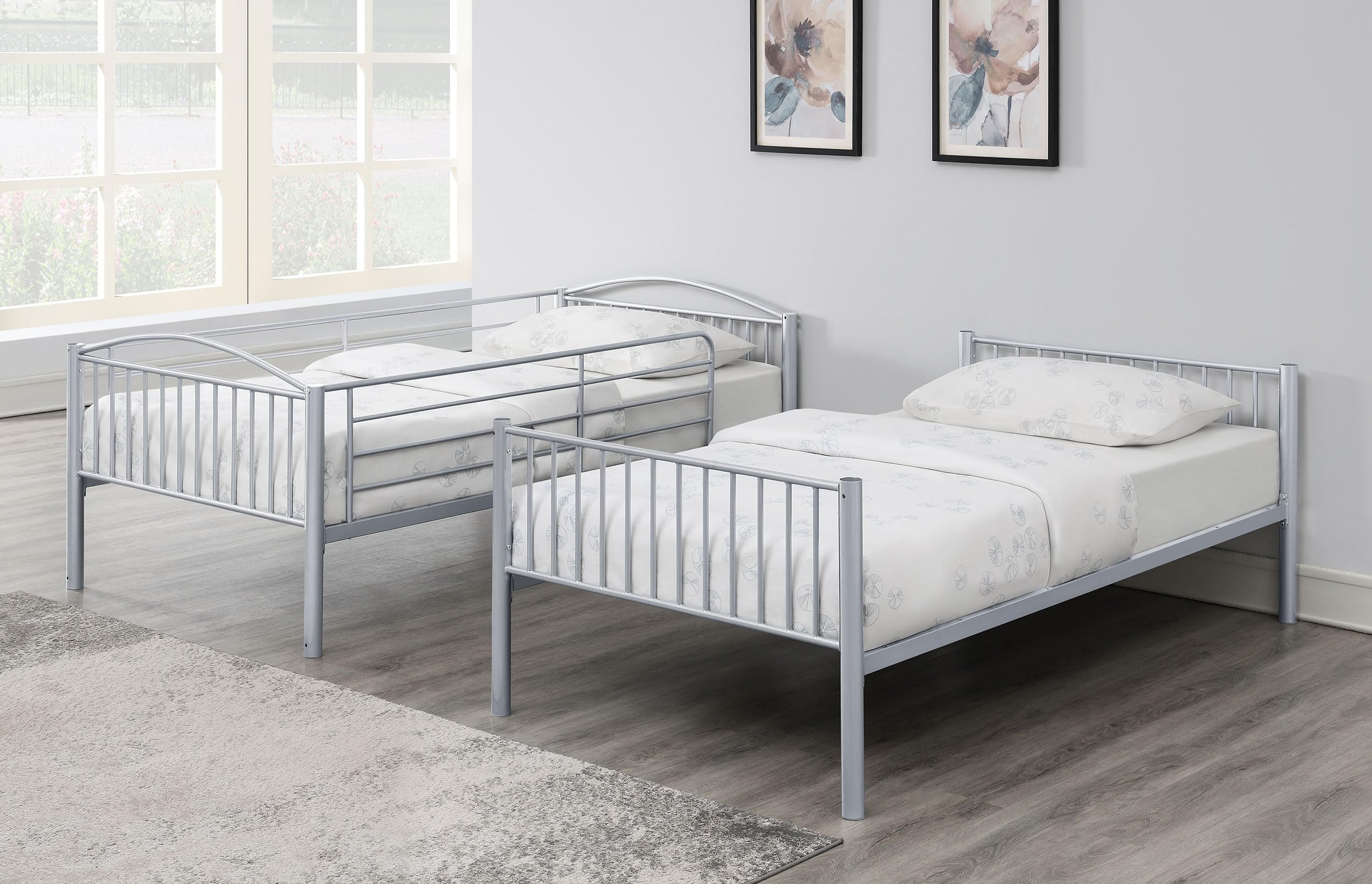 Coaster Anson Twin/Twin Bunk Bed - Space-Saving Silver Metal Bunk Bed for Kids & Teens | Perfect for Small Bedrooms, Guest Rooms & Dormitories
