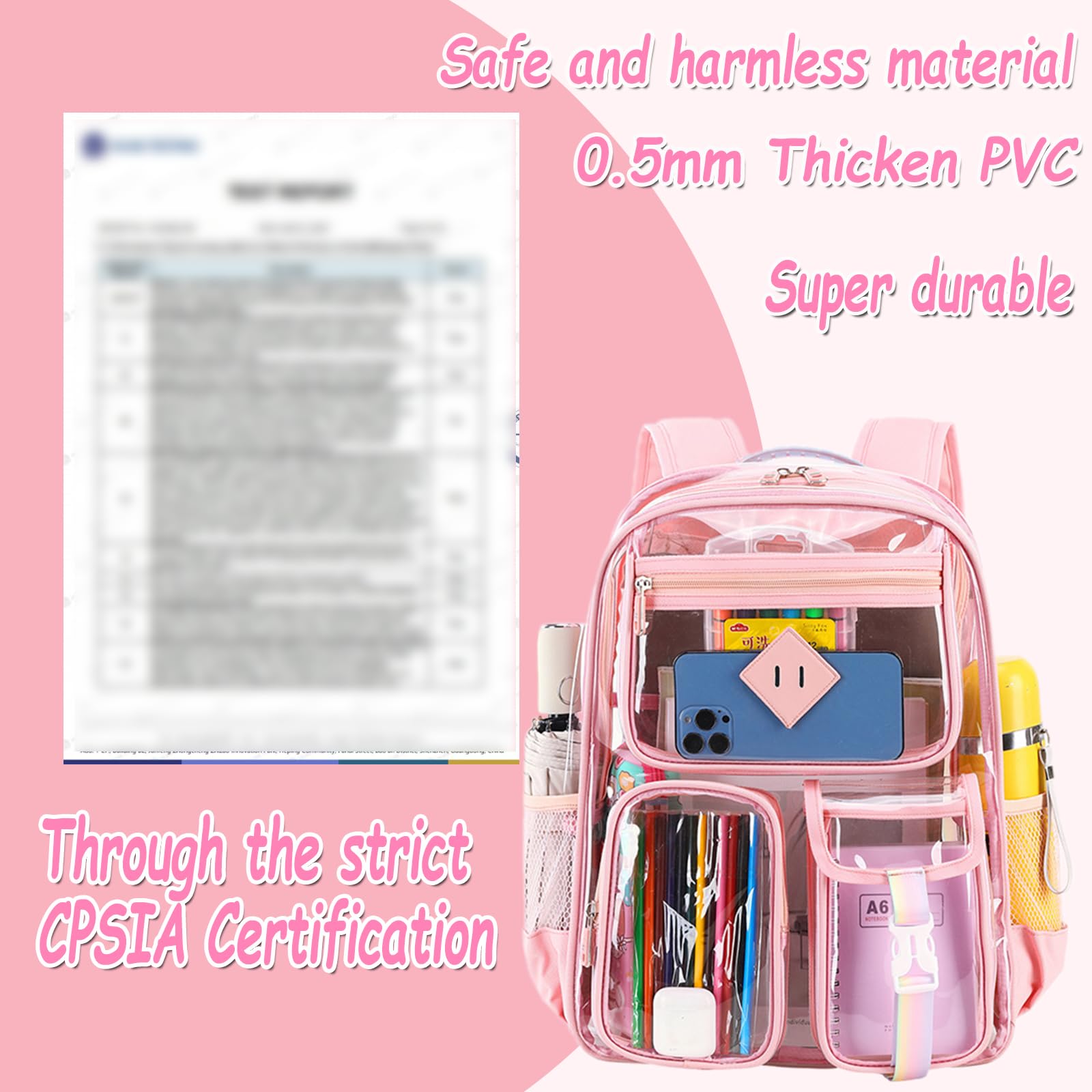 Clear Backpack for Women & Kids - Transparent School Bookbag with Heavy Duty Design | Stadium Approved Backpack for School, Work, Travel & Security Checkpoints