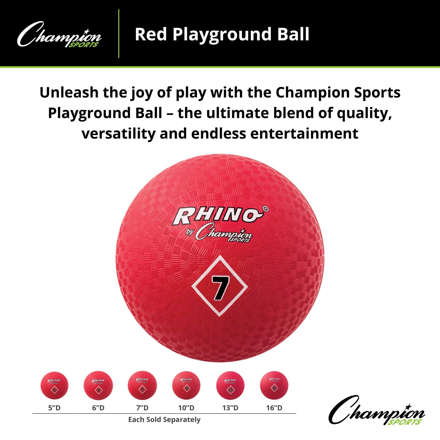 Champion Sports Playground Ball - Durable Rubber Kickball for Kids & Adults - Perfect for School PE, Recess, Backyard Games & Team Sports