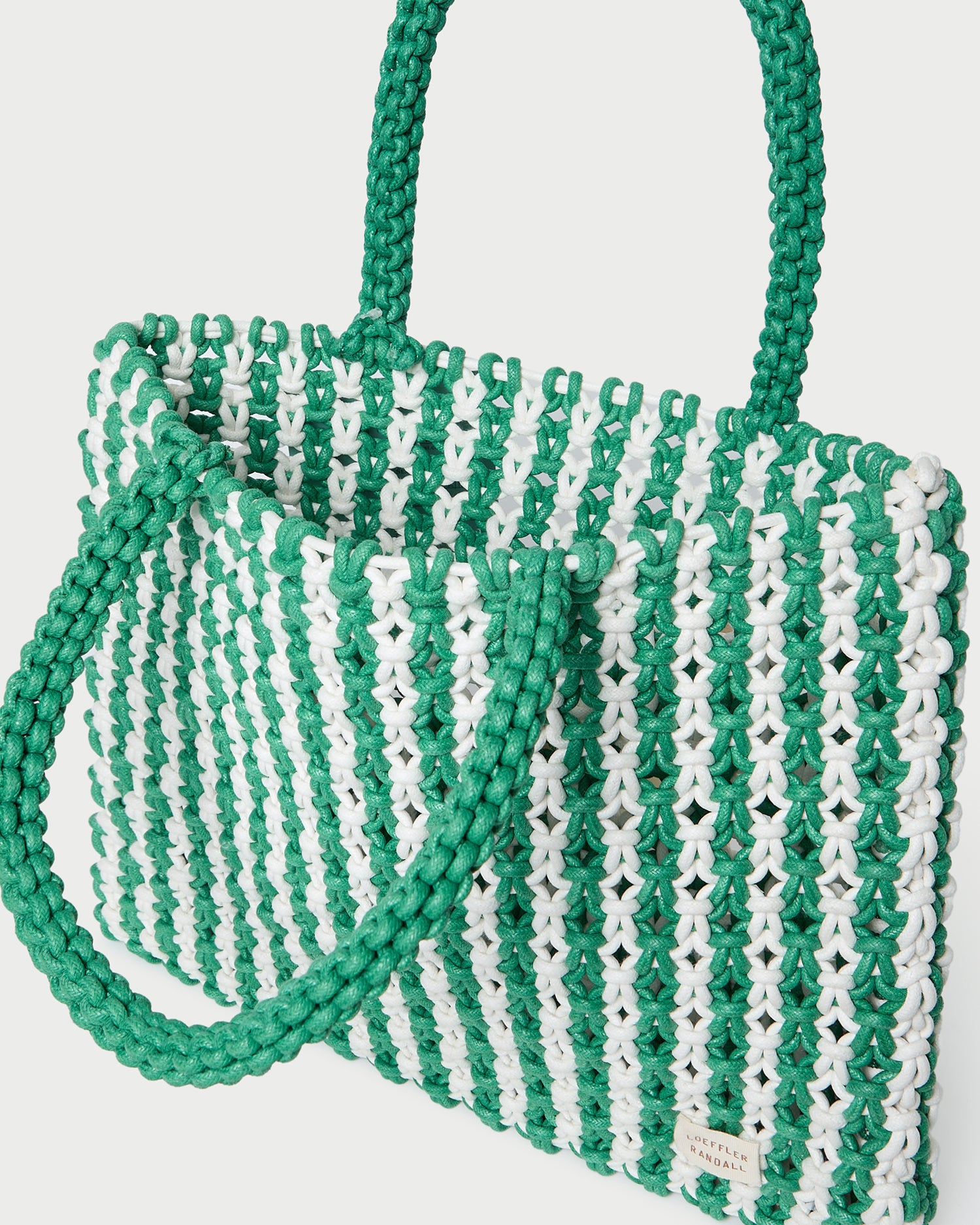 Celia White and Green Striped Tote Bag for Women - Stylish Reusable Shopping Bag for Groceries, Beach, Work & Travel