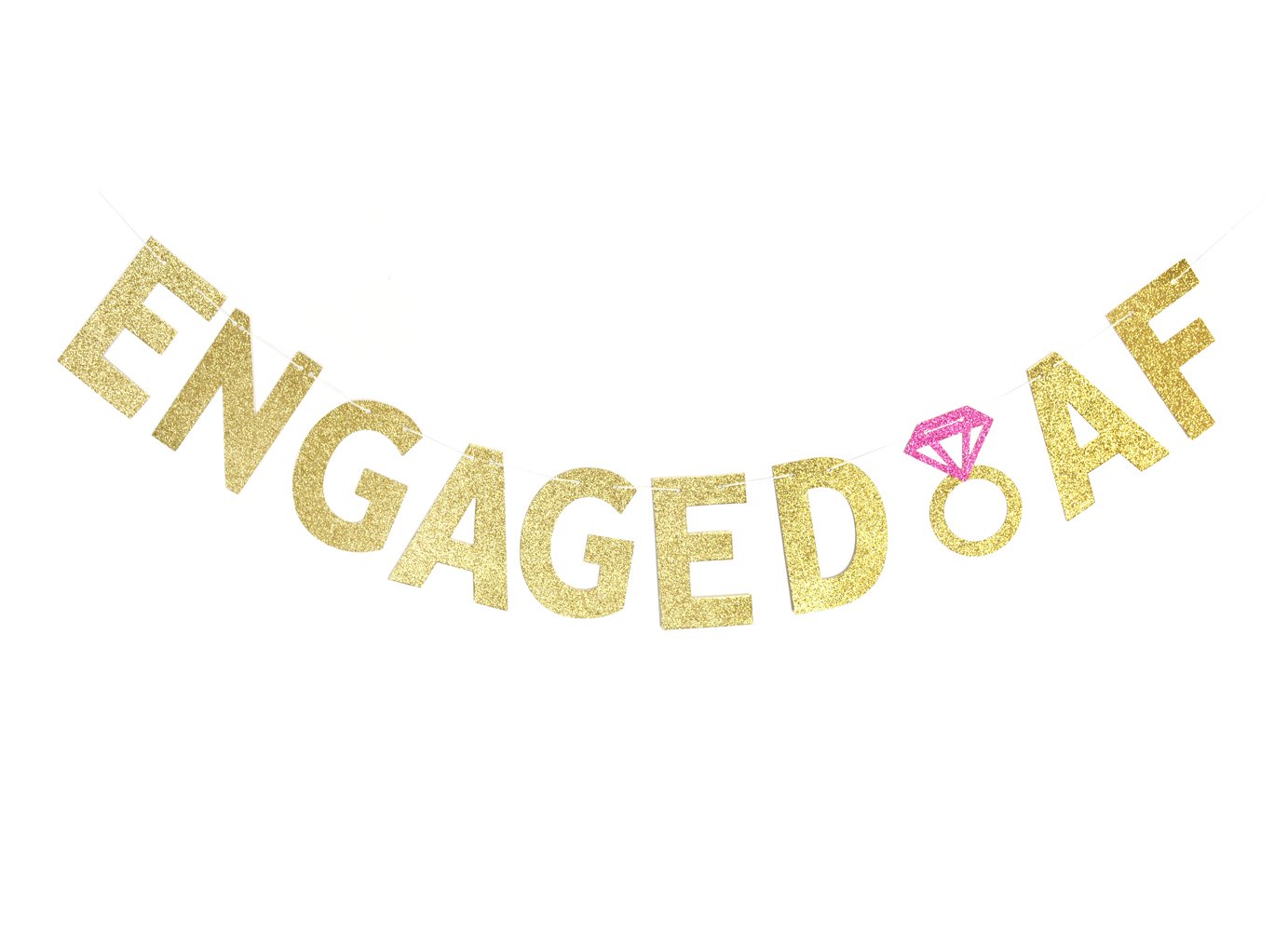 OneParty Gold Glitter Engagement Banner - Wedding, Bachelorette Party Decorations for Bridal Showers & Anniversary Celebrations