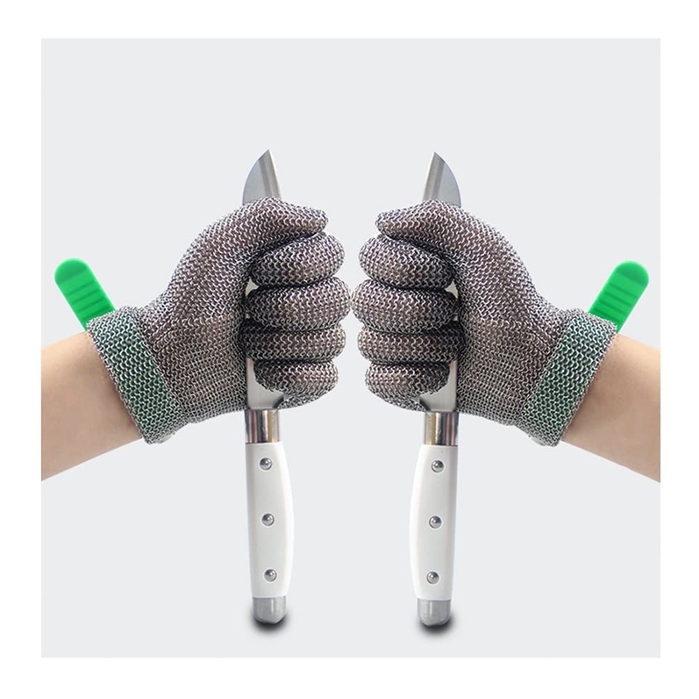 Cut Resistant Stainless Steel Gloves for Gardening, Wood Carving & Glass Cutting - Safety Work Gloves with Chainmail Protection (2PCS, XL) - Ideal for DIY Projects, Construction & Food Handling