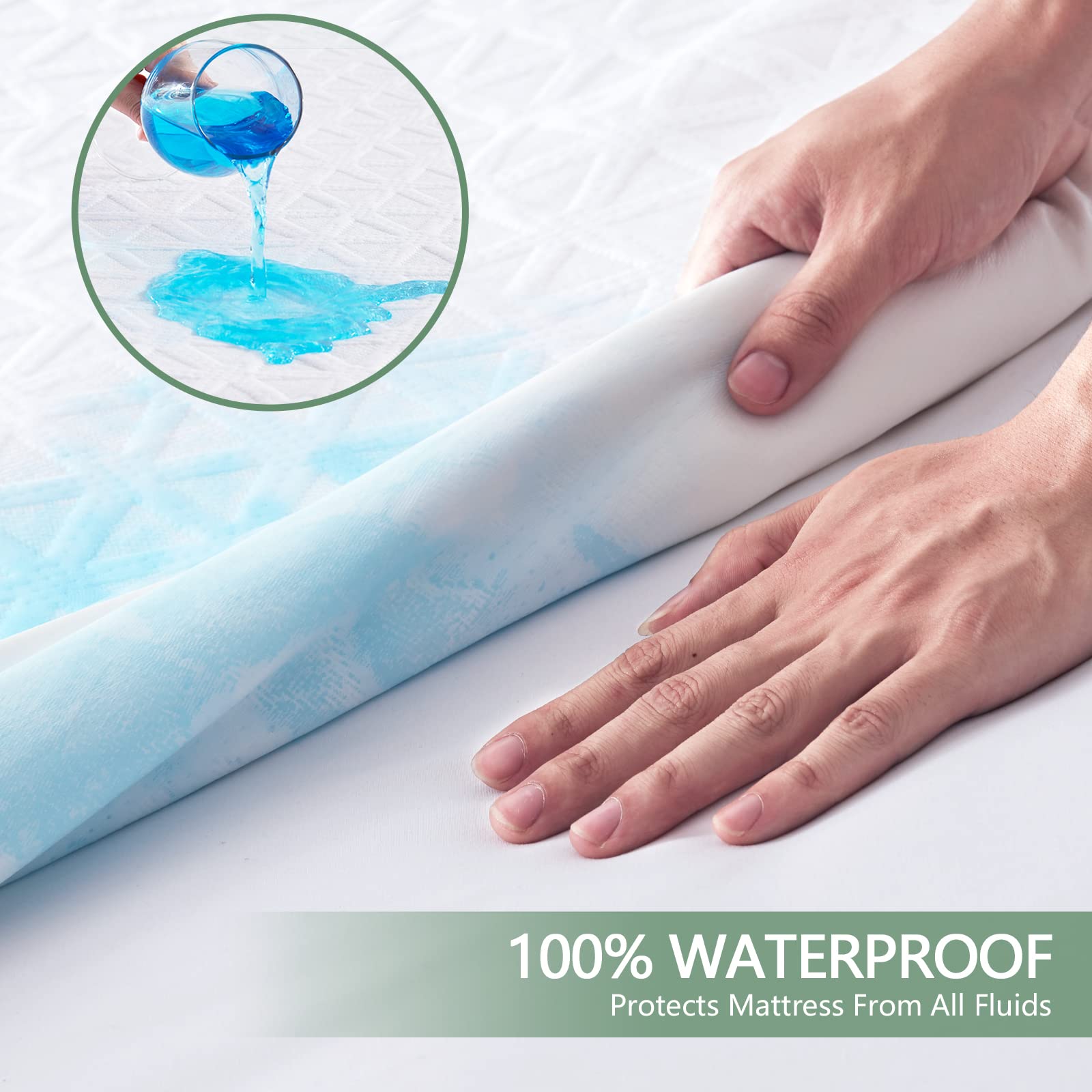 Premium 100% Waterproof Mattress Protector Twin XL Size - Breathable 3D Air Fabric Cooling Mattress Pad Cover - Soft, Noiseless & Washable Bed Cover for 8