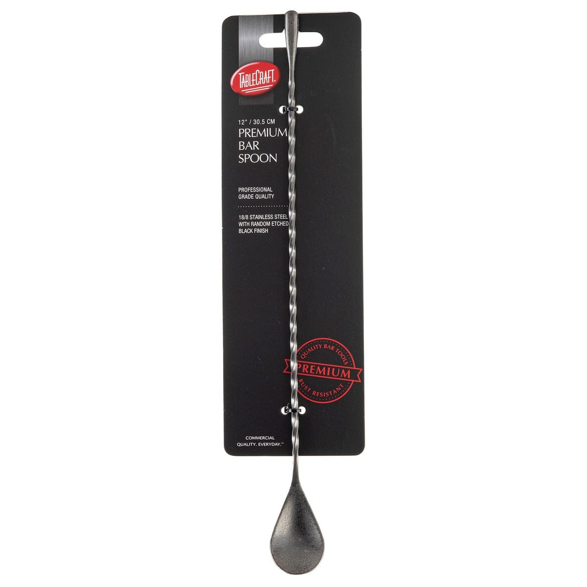 Tablecraft Black Bar Spoon - Professional Cocktail Mixing Spoon for Bartenders & Home Use - Perfect for Stirring, Layering & Garnishing Drinks