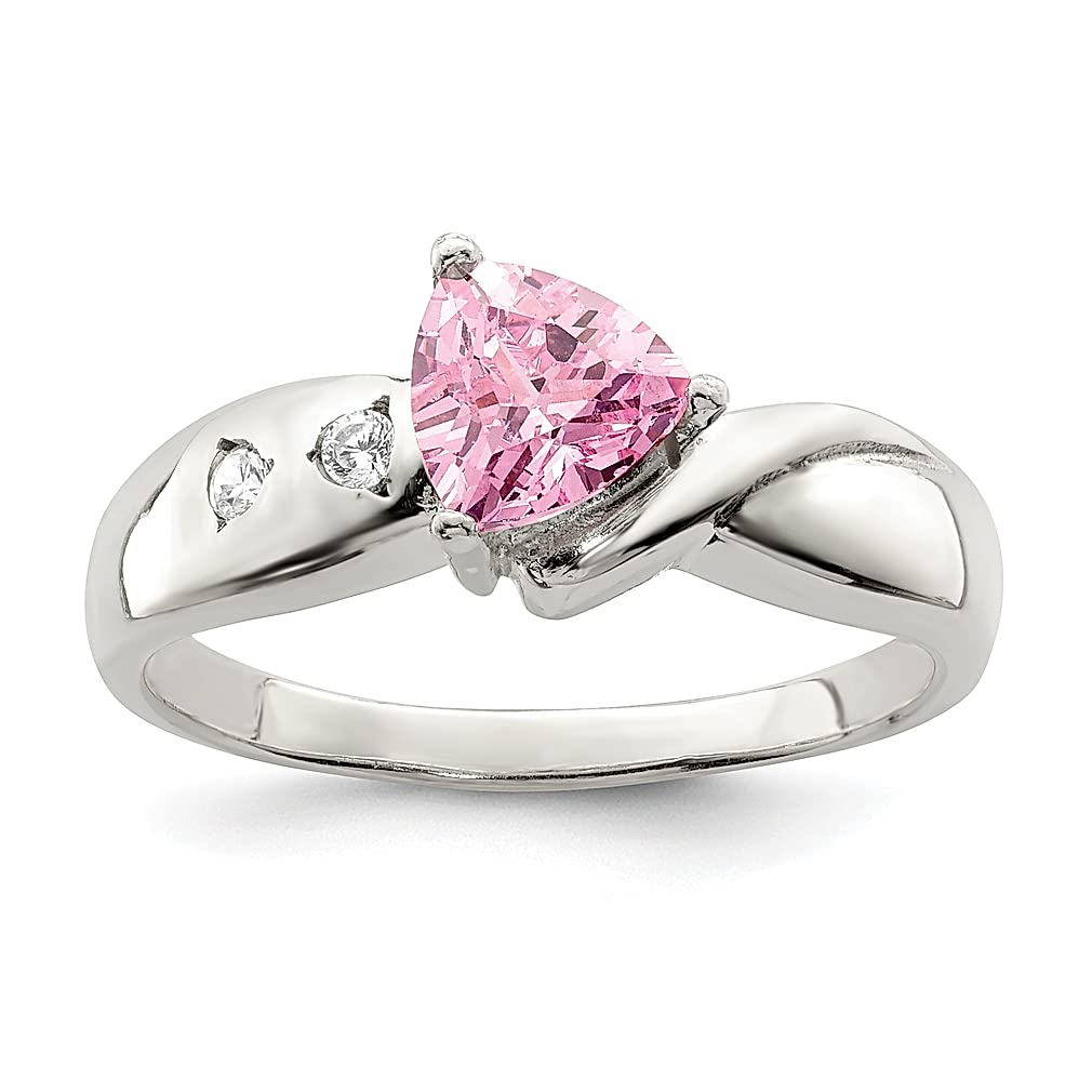925 Sterling Silver Pink Trillion Cubic Zirconia Ring for Women - Elegant CZ Jewelry Gift for Her - Perfect for Anniversaries, Birthdays & Special Occasions