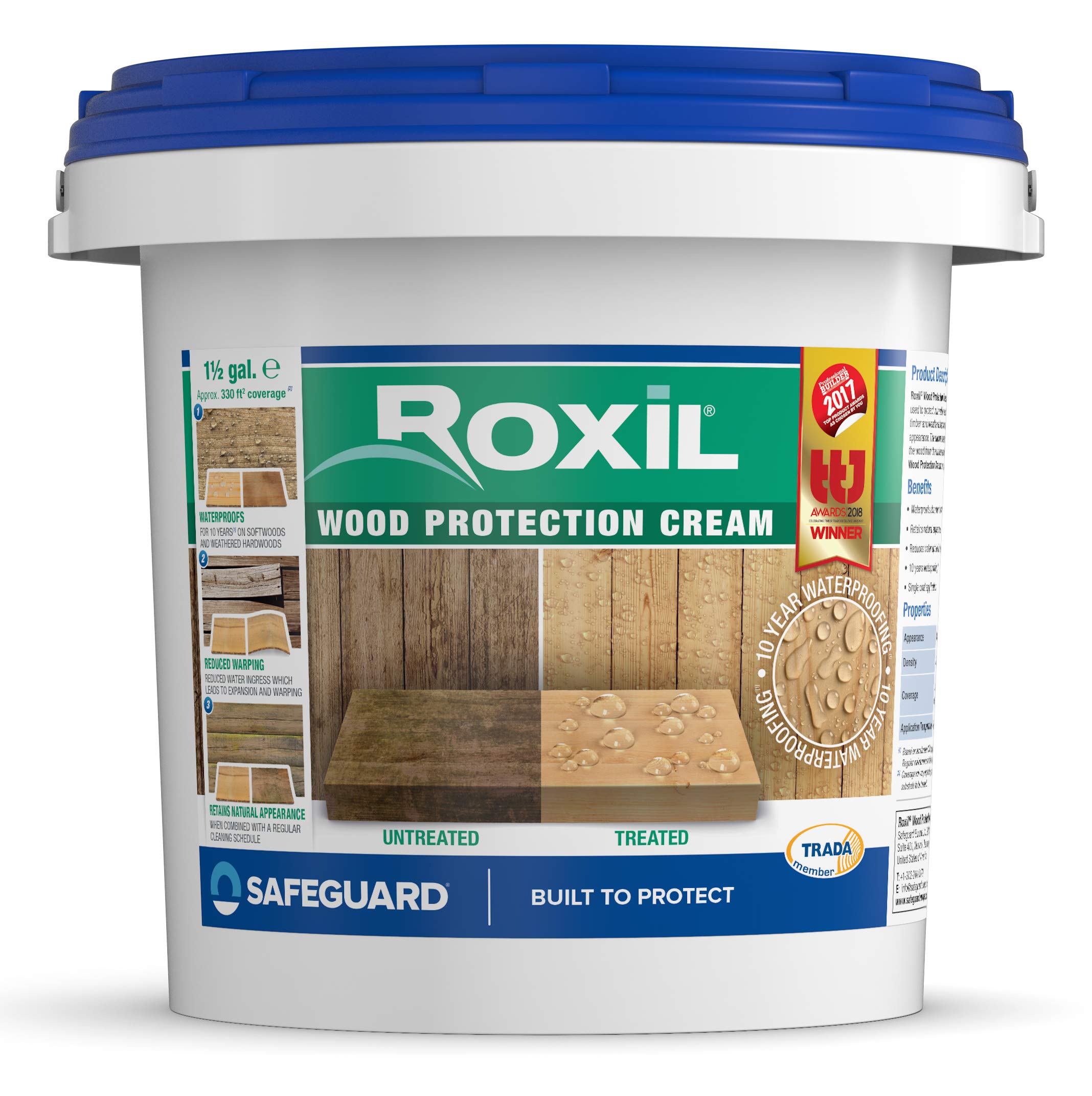Wood Waterproofing Cream - 10-Year Outdoor Clear Sealer for Decks, Fences, Sheds & Furniture | 1.5 Gallon Waterproof Treatment & Sealant | Ideal for Outdoor Wood Protection in All Weather Conditions