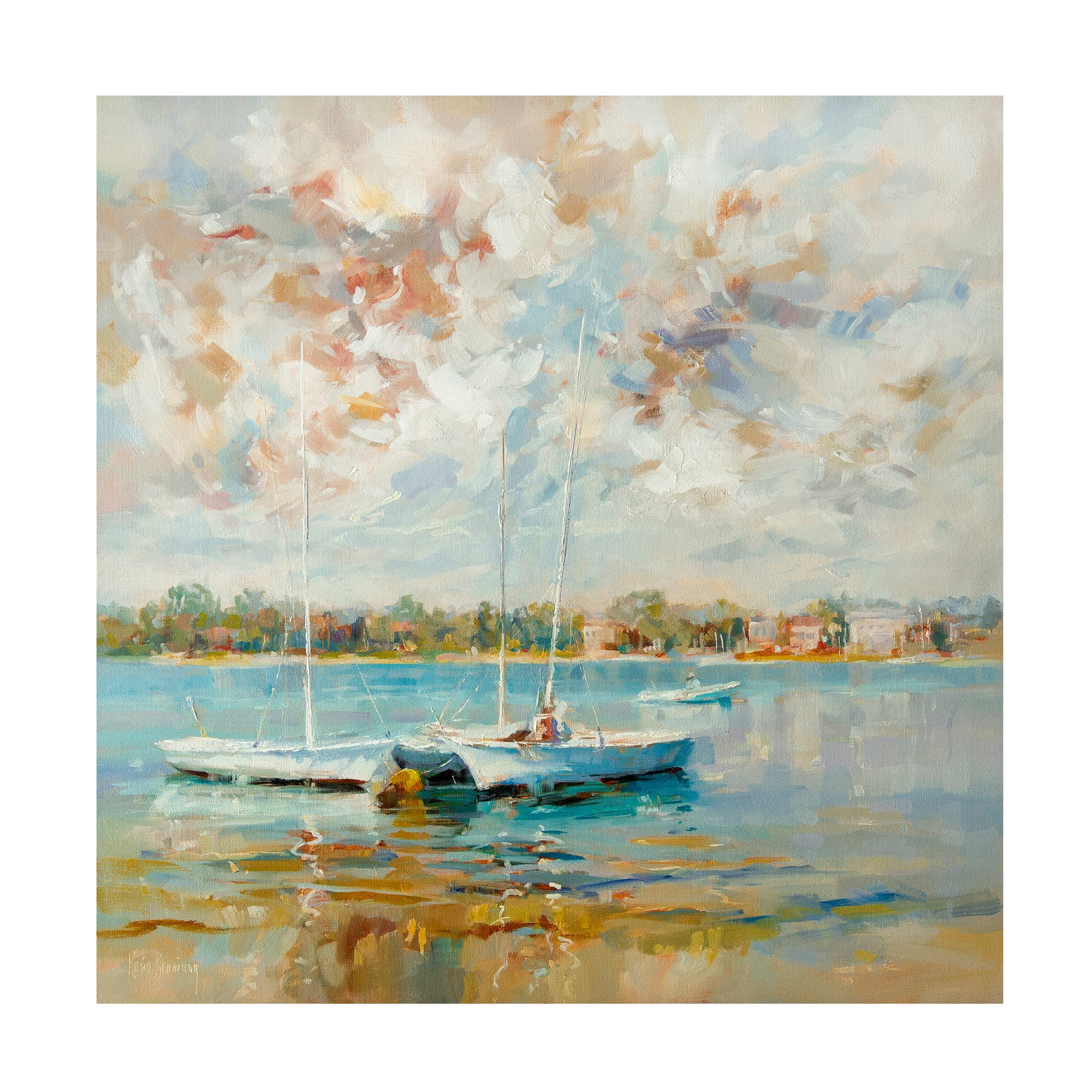 Trademark Fine Art 'At Waters Edge' Canvas Wall Art by Kasia Bruniany - Stunning Landscape Painting for Living Room, Bedroom & Office Decor