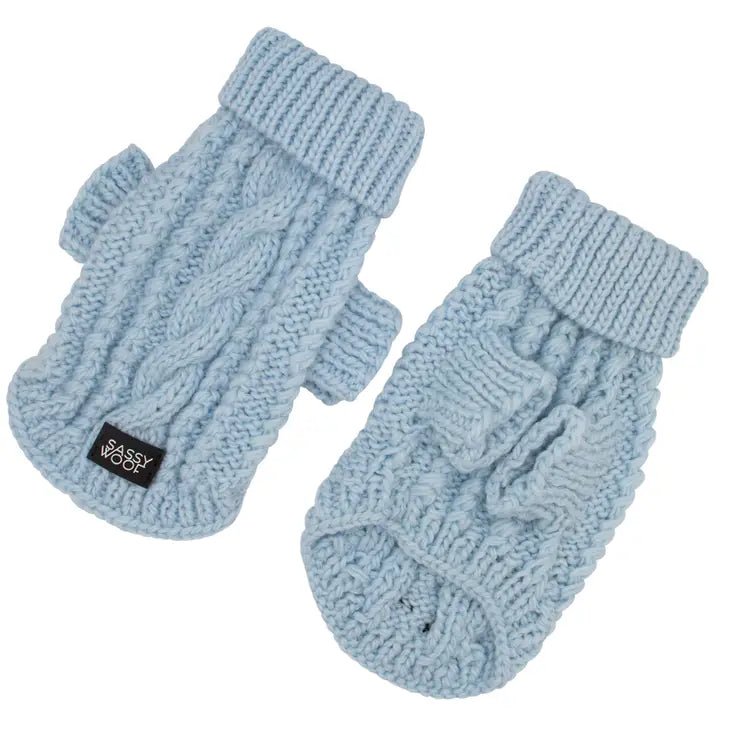 Light Blue Cable Knit Sweater for Women - Cozy Winter Pullover for Casual Outfits & Layering