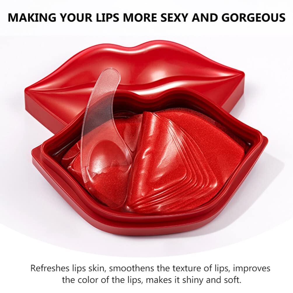 iPetboom 20pcs Lip Mask for Wrinkle Reduction & Moisturizing - Plumping Lip Balm Patches with Mascara Essence | Pink Nourishing Lip Pads in Non-woven Fabric | Perfect for Night Care & Makeup Prep
