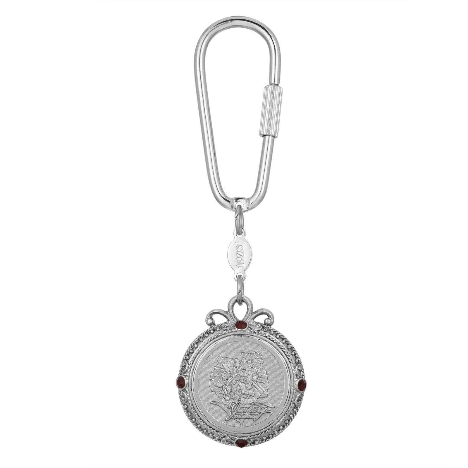 1928 Jewelry Crystal Flower of The Month Carabiner Keychain - Elegant Birthstone Key Ring for Women, Perfect Gift for Birthday, Anniversary & Special Occasions