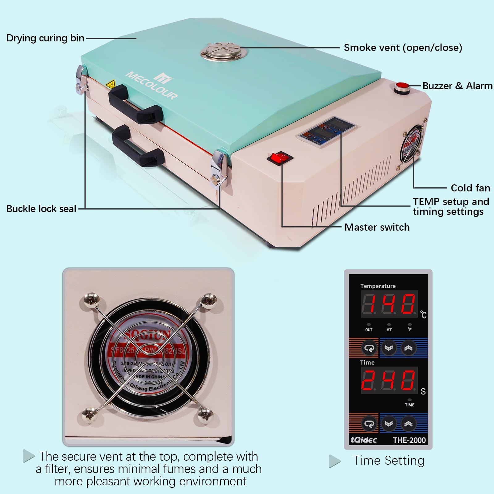 MECOLOUR Upgraded DTF Oven Heater A3/A4/A5 - Digital Time & Temperature Control with Ventilation System - Professional Curing Heater for 16.93