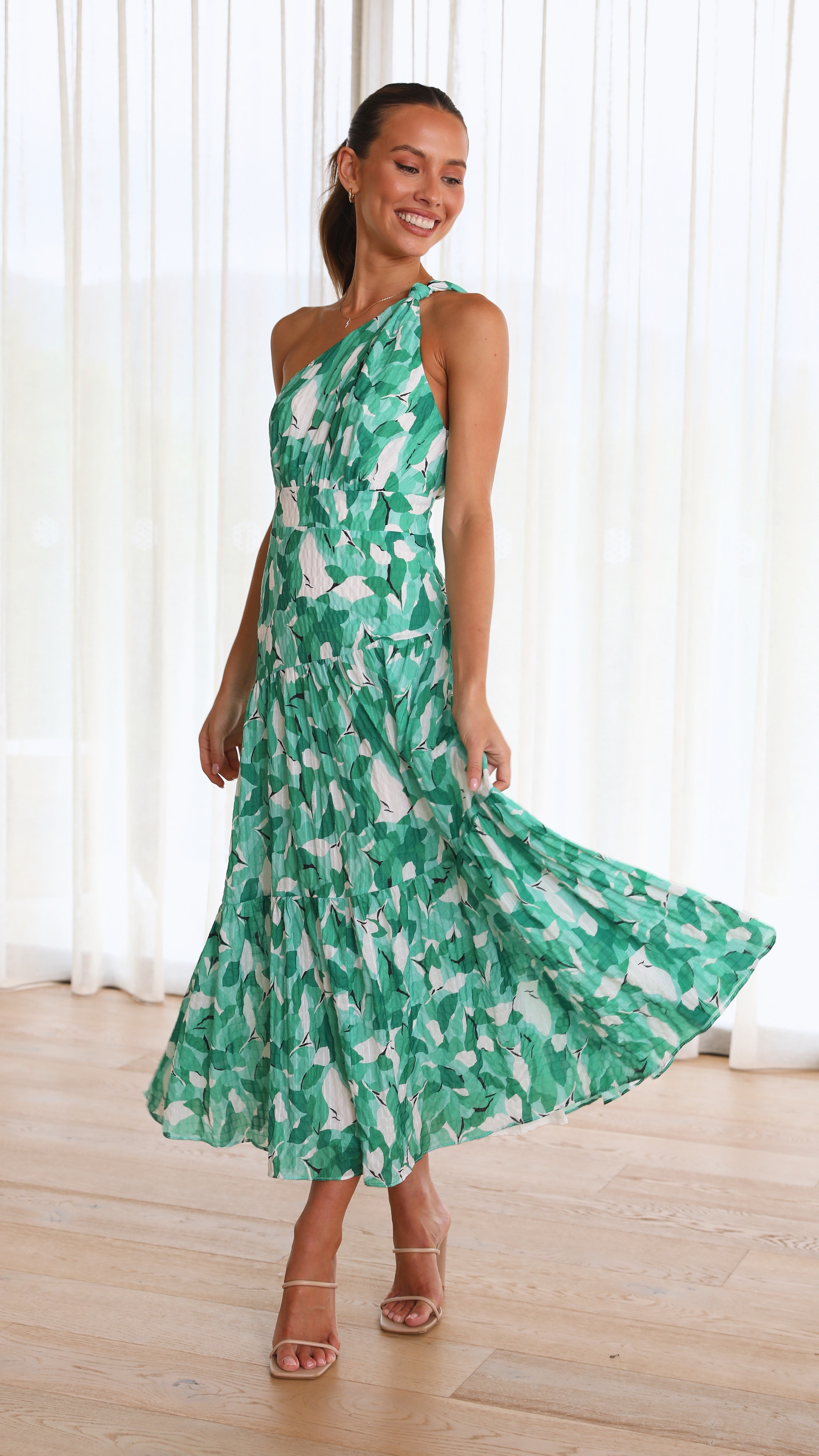 Jayma Maxi Dress for Women - Green Multi Floral Print, Boho Summer Beach Dress for Vacation, Party & Casual Wear