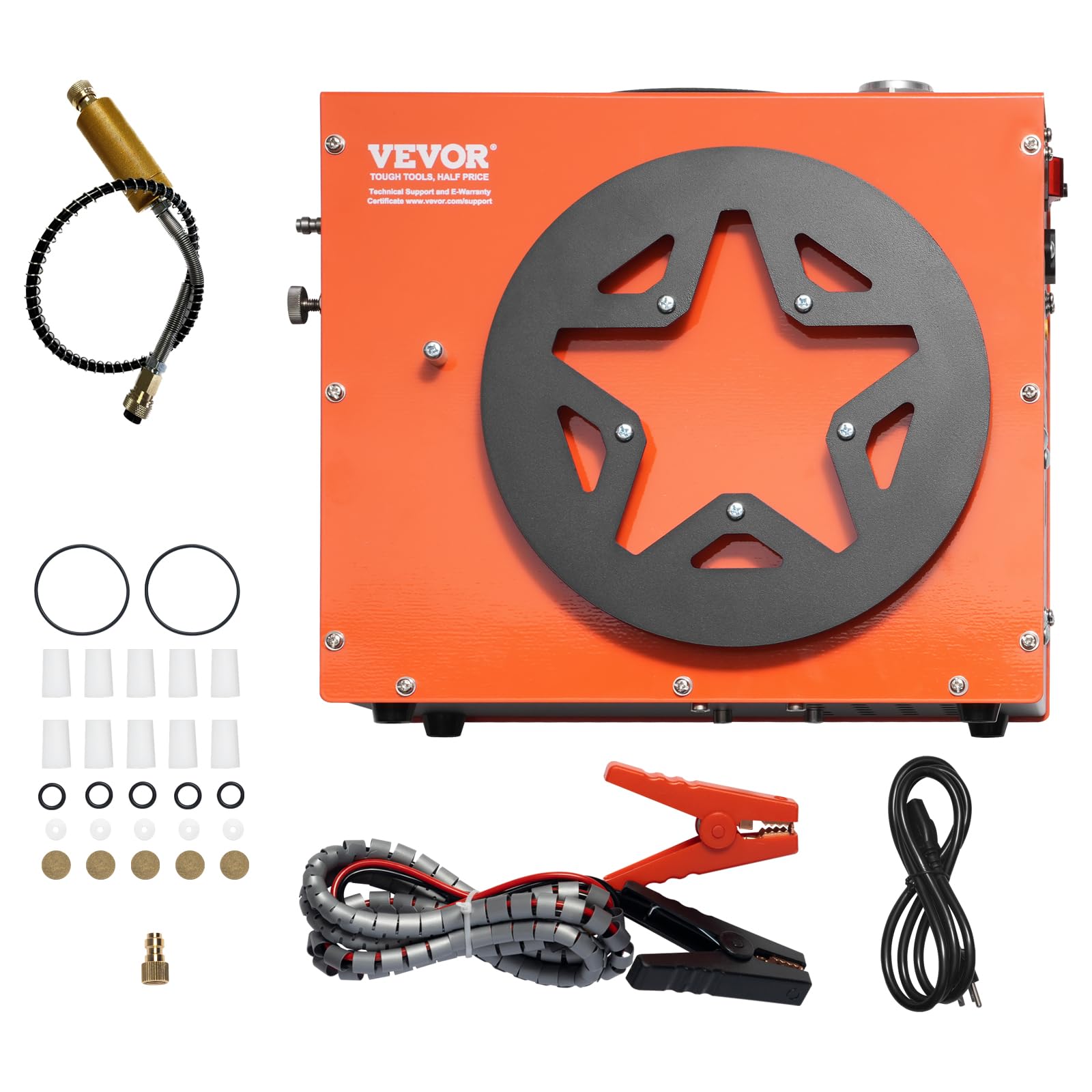 VEVOR 4500PSI PCP Air Compressor - Portable High Pressure Air Gun Pump with Water & Fan Cooling, Auto Shut Off | 12V DC/120V AC for Paintball Tanks, Air Rifles & Scuba Diving | Perfect for Hunting, Shooting Sports and Underwater Adventures