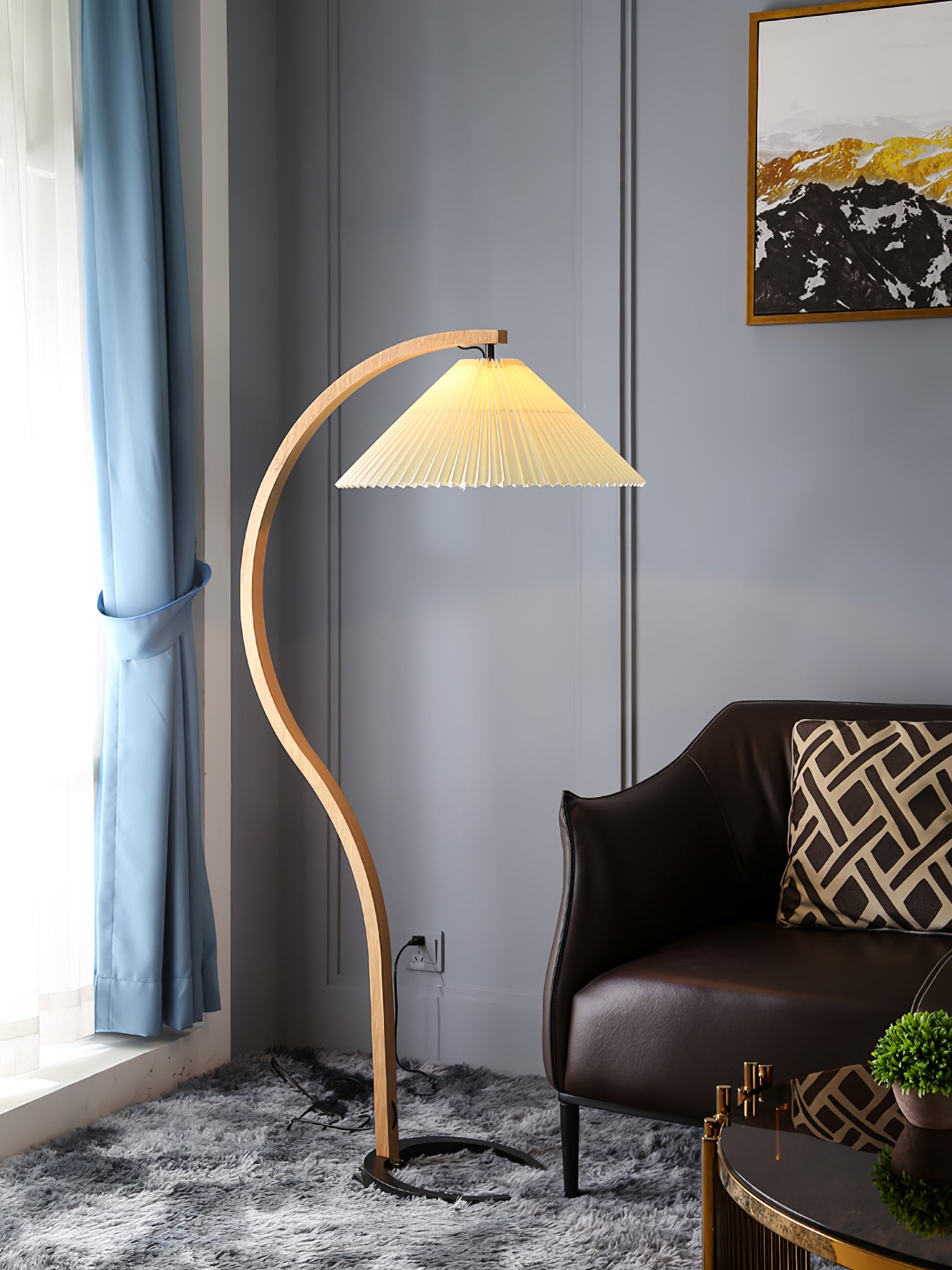 Modern Caprani Adjustable LED Floor Lamp with Remote Control - Brighten Your Living Room, Bedroom, or Office with Stylish Ambient Lighting