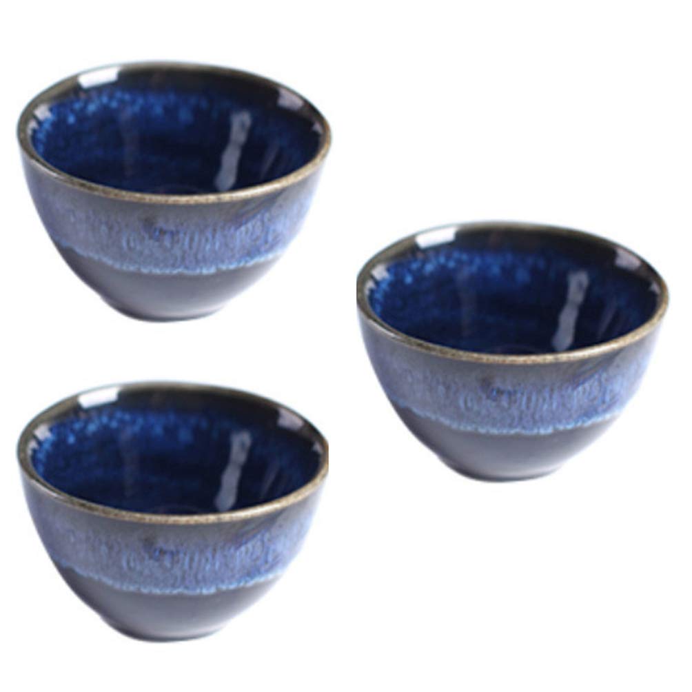 Premium Japanese Sake Set - 3pc Blue Porcelain Sake Cups for Cold Sake, Tea & Wine | Traditional Ceramic Drinking Cups for Japanese Rice Wine, Coffee & White Wine | Perfect for Home Dining, Gift Giving & Asian-Themed Parties
